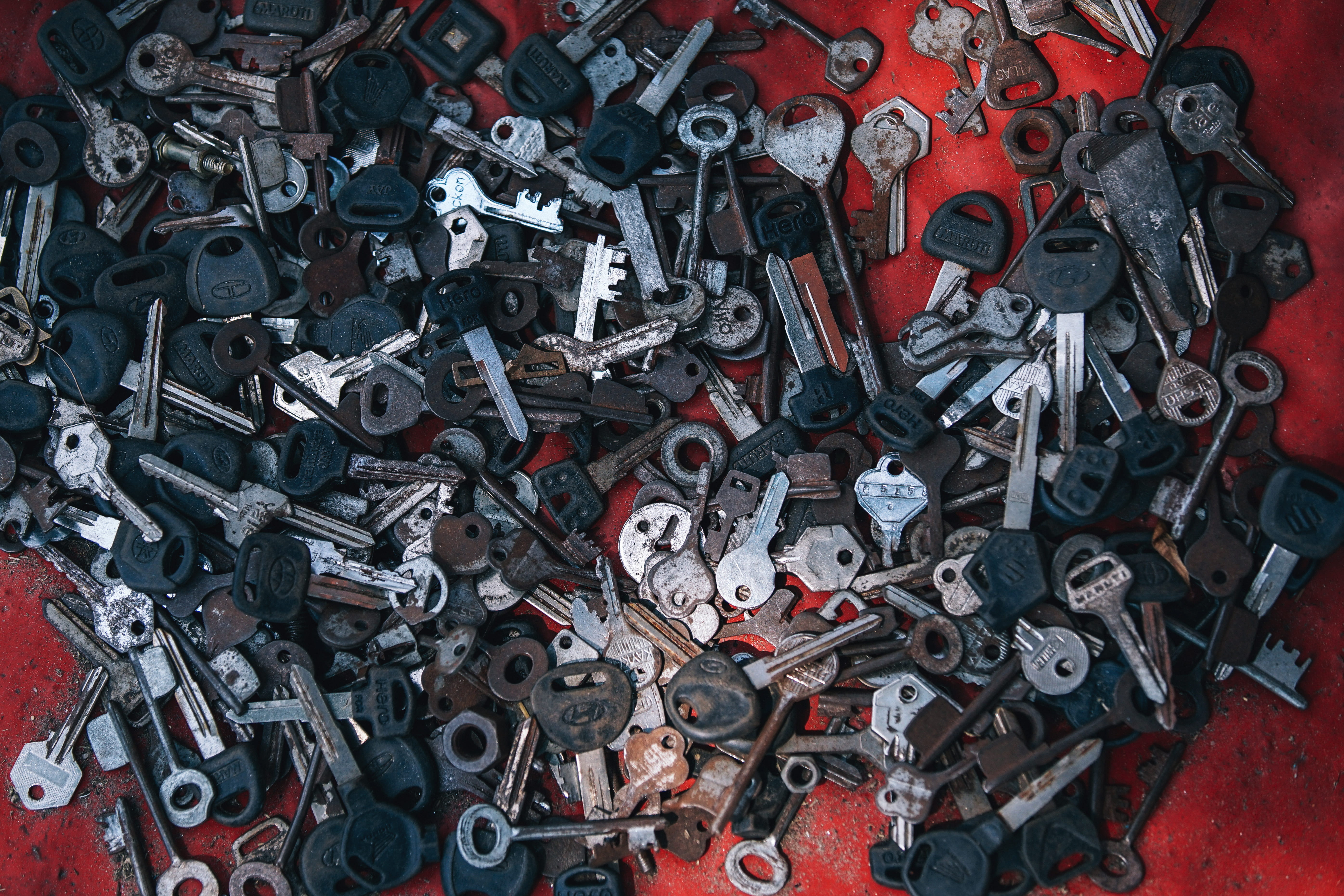 access, silver colored, dirty, still life, modern, red, no people, collection, concept, stainless, iron, large group of objects, close-up, equipment, many, HD Wallpaper
