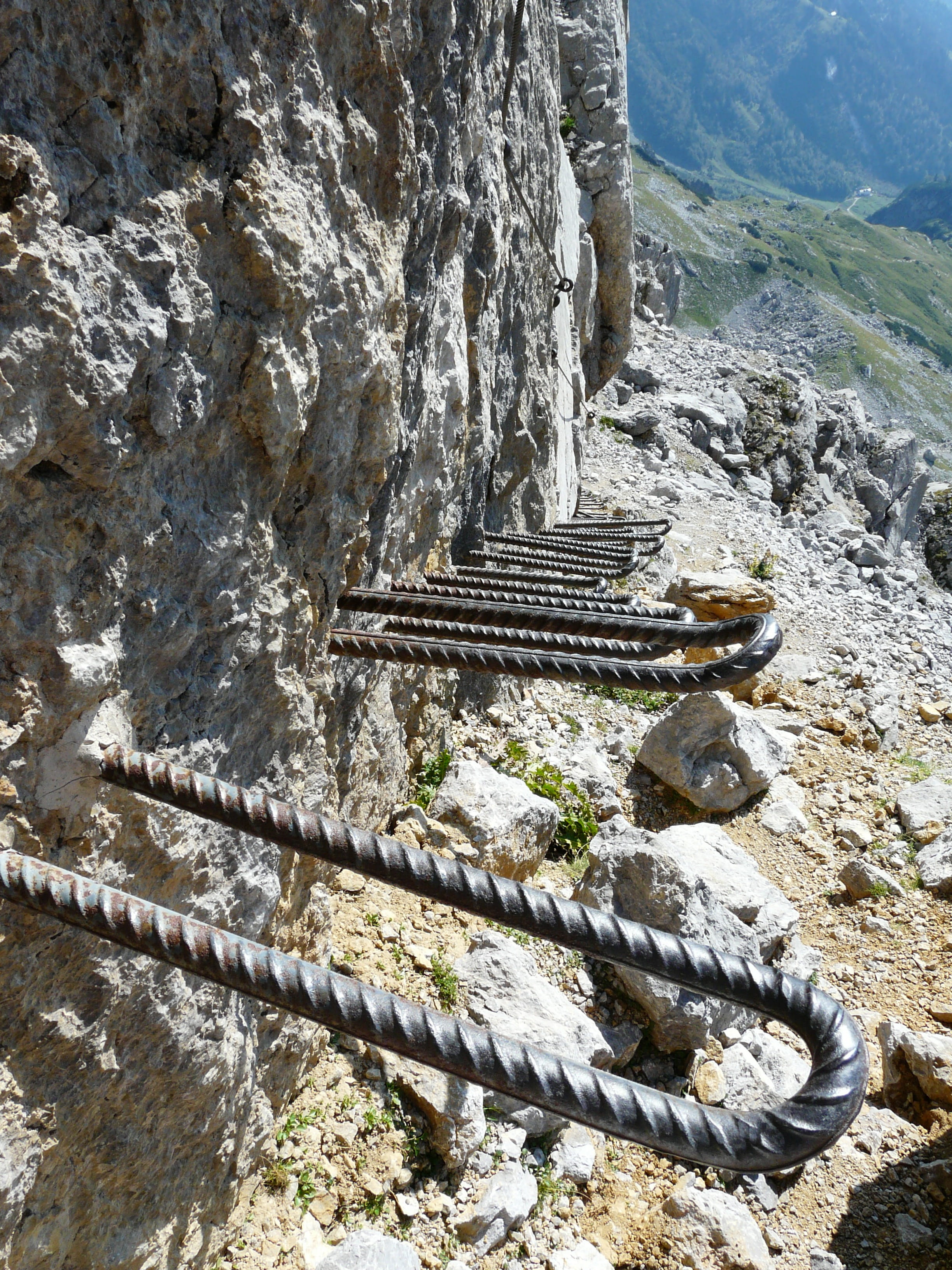 iron brackets, iron pins, alpine, tranquil scene, scenics - nature, architecture, aid, high angle view, medium difficulty, nature, metal, mountain, steep, Phone HD Wallpaper