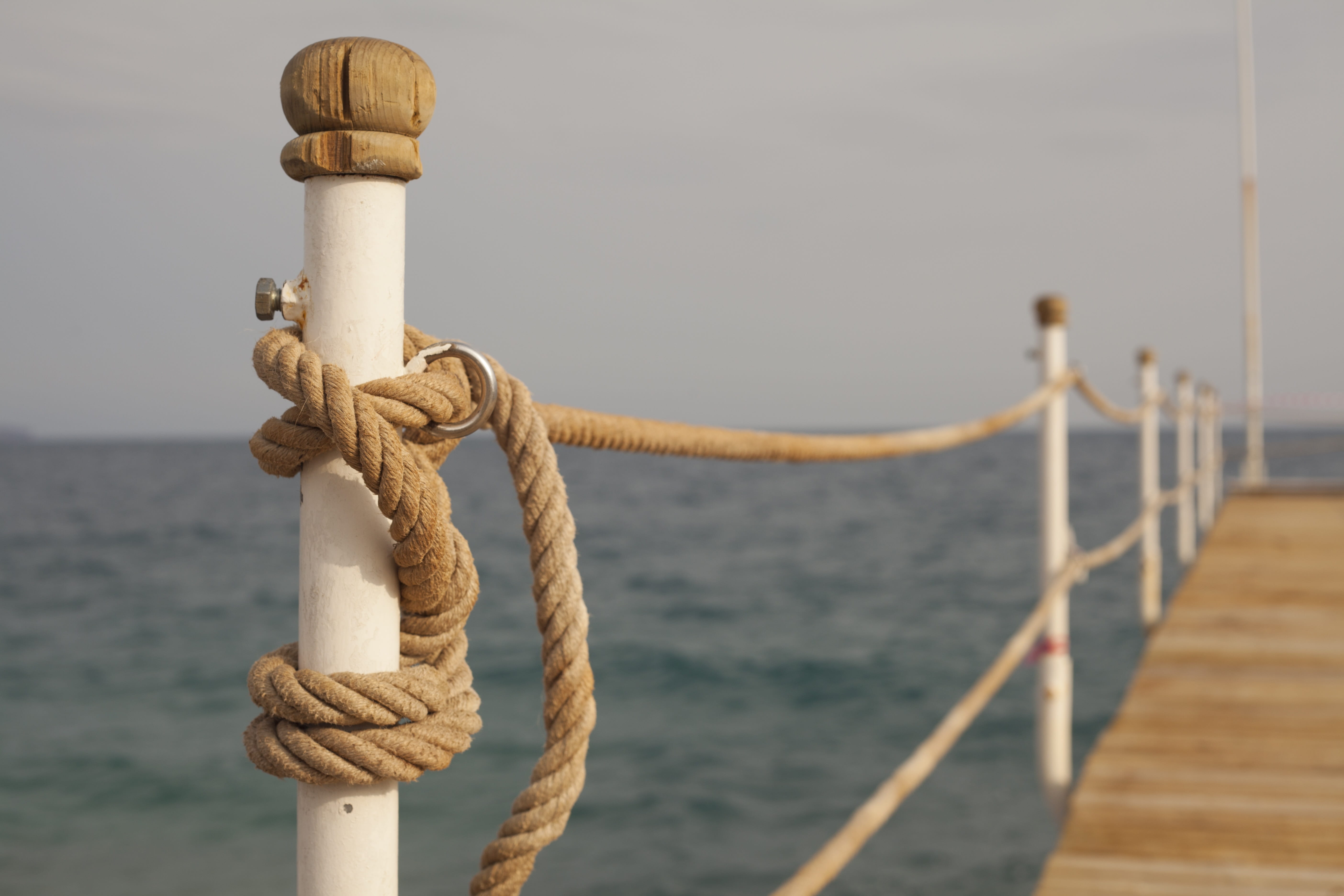 tied knot, water, pole, tied up, rusty, composition, strength, close-up, detail, rope, direct, daniel, landscape, maritime, wood - material, sailboat, dom, HD Wallpaper