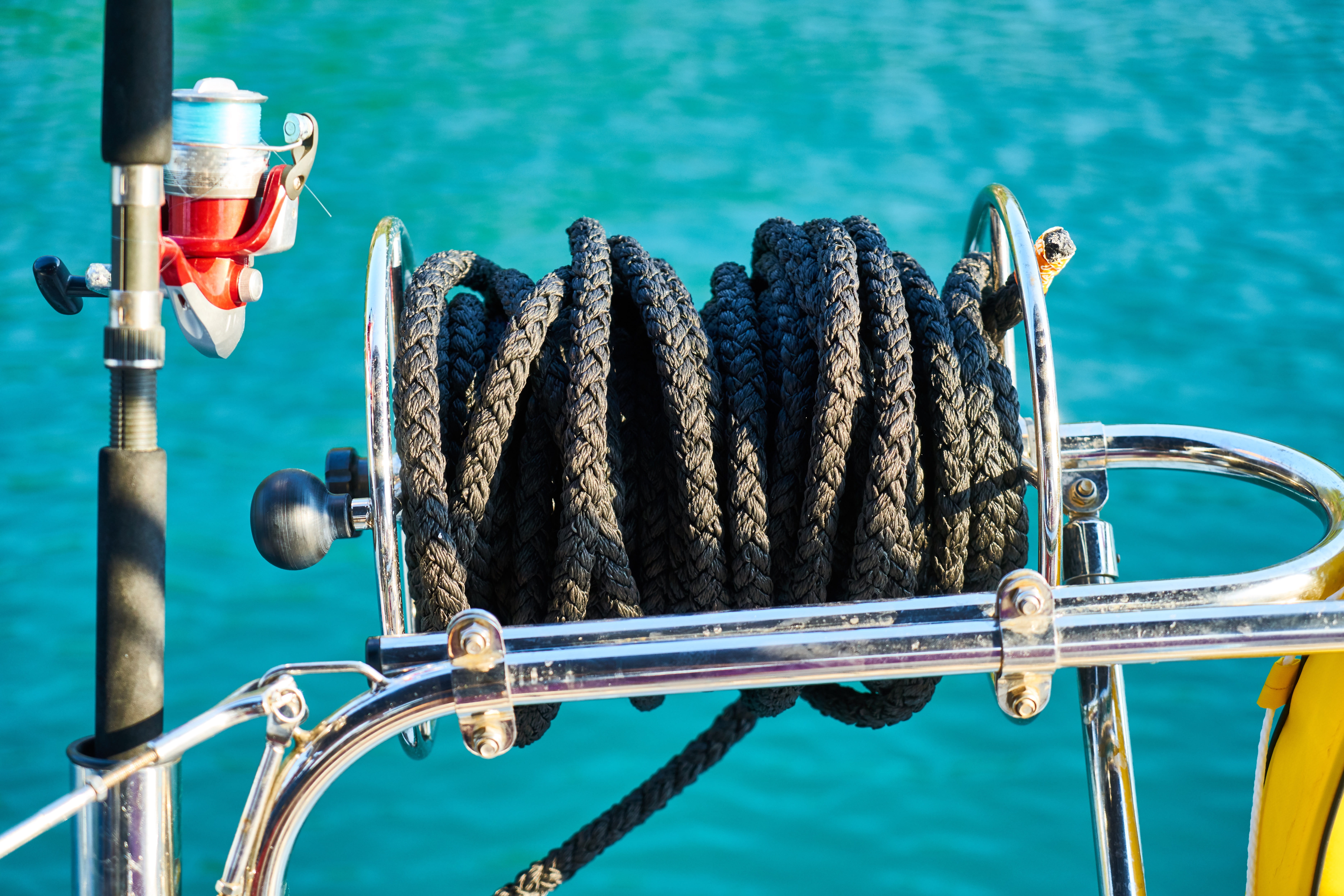 mode of transportation, turquoise colored, connection, metal, hunting, ship, rope, close-up, long, solid, wheel, boat, river, lake, green, focus on foreground, HD Wallpaper