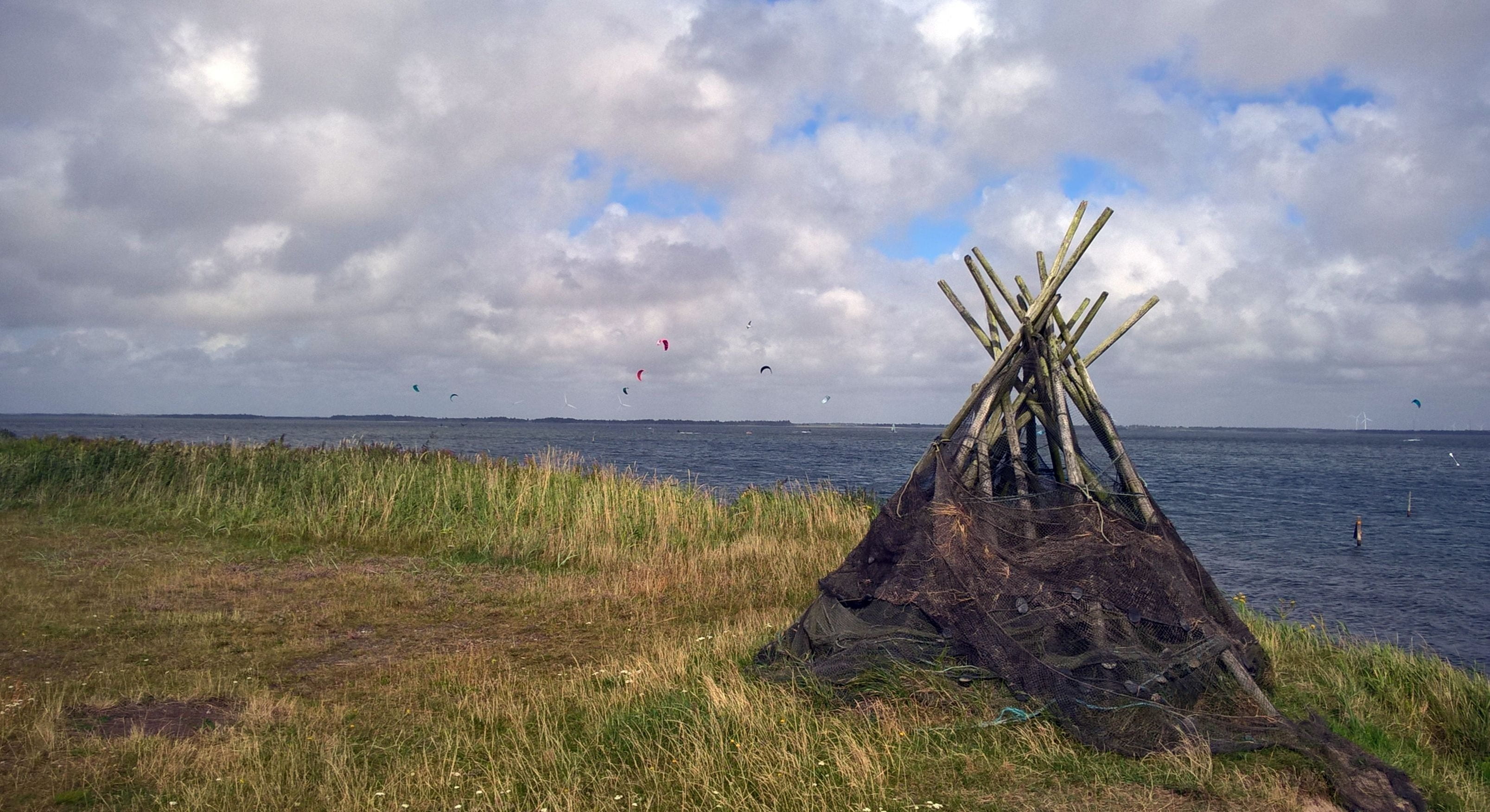 danish coast landscape, grass, plant, horizon over water, scenics - nature, denmark, nature, sky, beauty in nature, 2K, coast, fishing nets, horizon, cloud - sky, HD Wallpaper