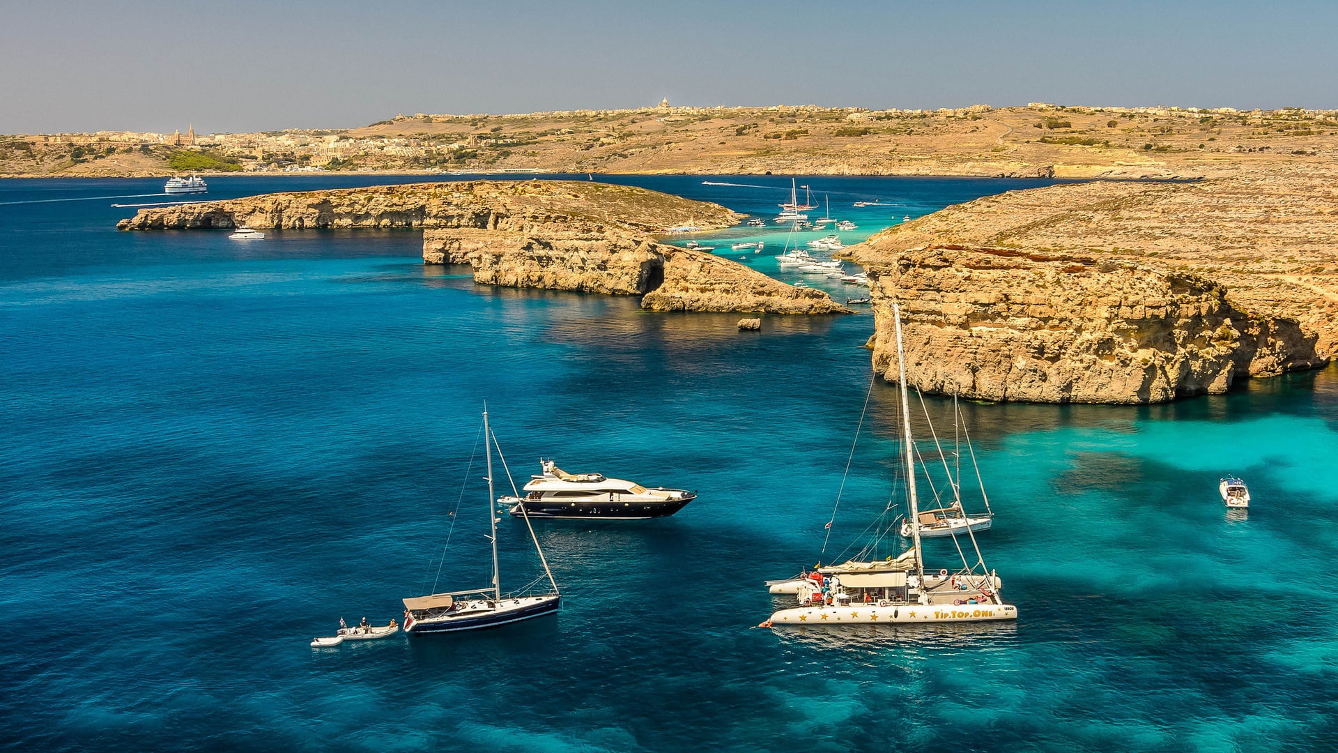 malta, ship, 1080P, sailboat, comino, travel, catamaran, lagoon, sea, scenics - nature, sailing ship, blue lagoon, transportation, nature, no people, water, HD Wallpaper