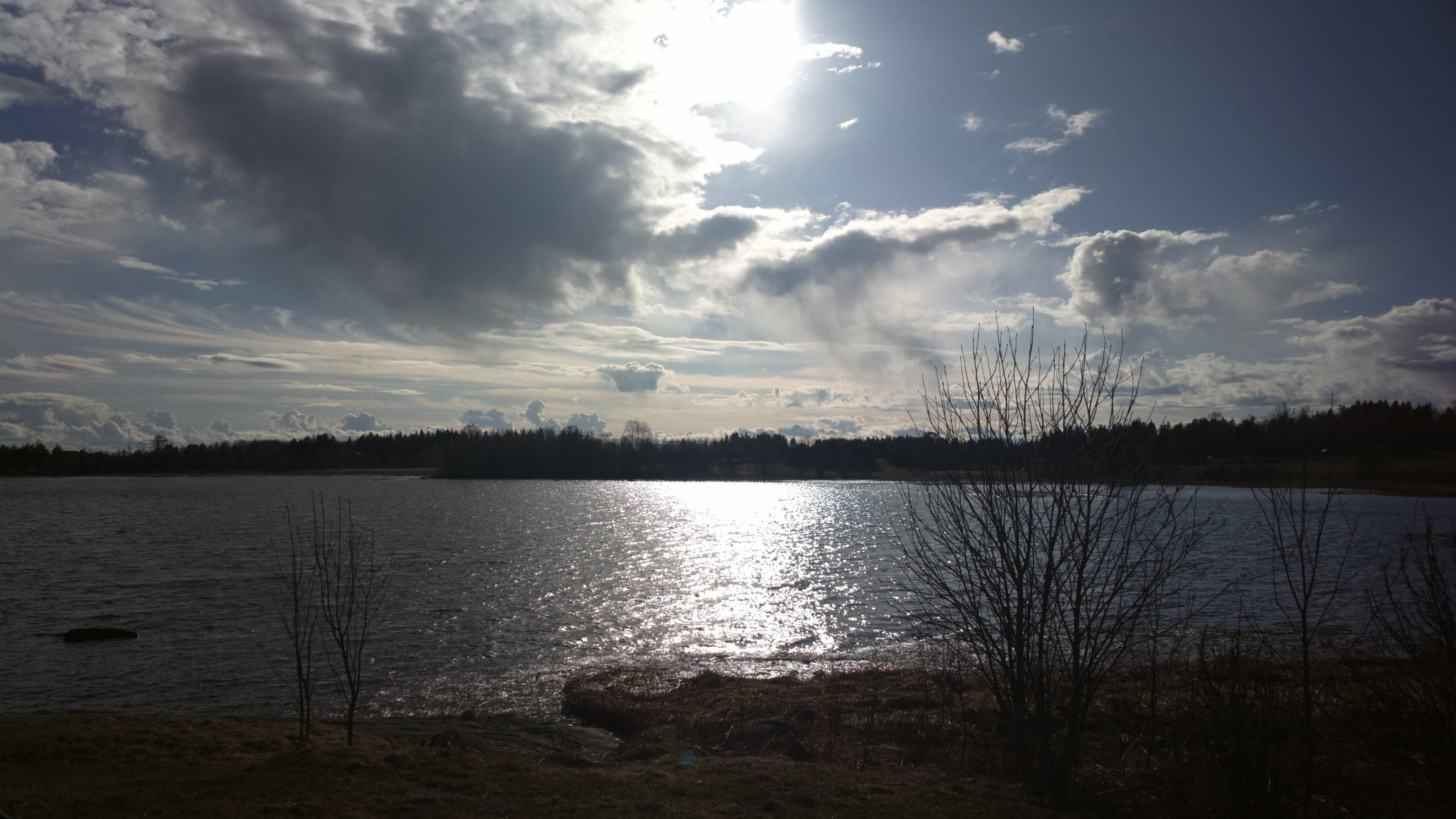 water, blue sky, silence, reflection, sunshine, landscape, twilight, nature, outdoors, sun, in the evening, horizon, dark, scenics - nature, sunlight, sunset, HD Wallpaper