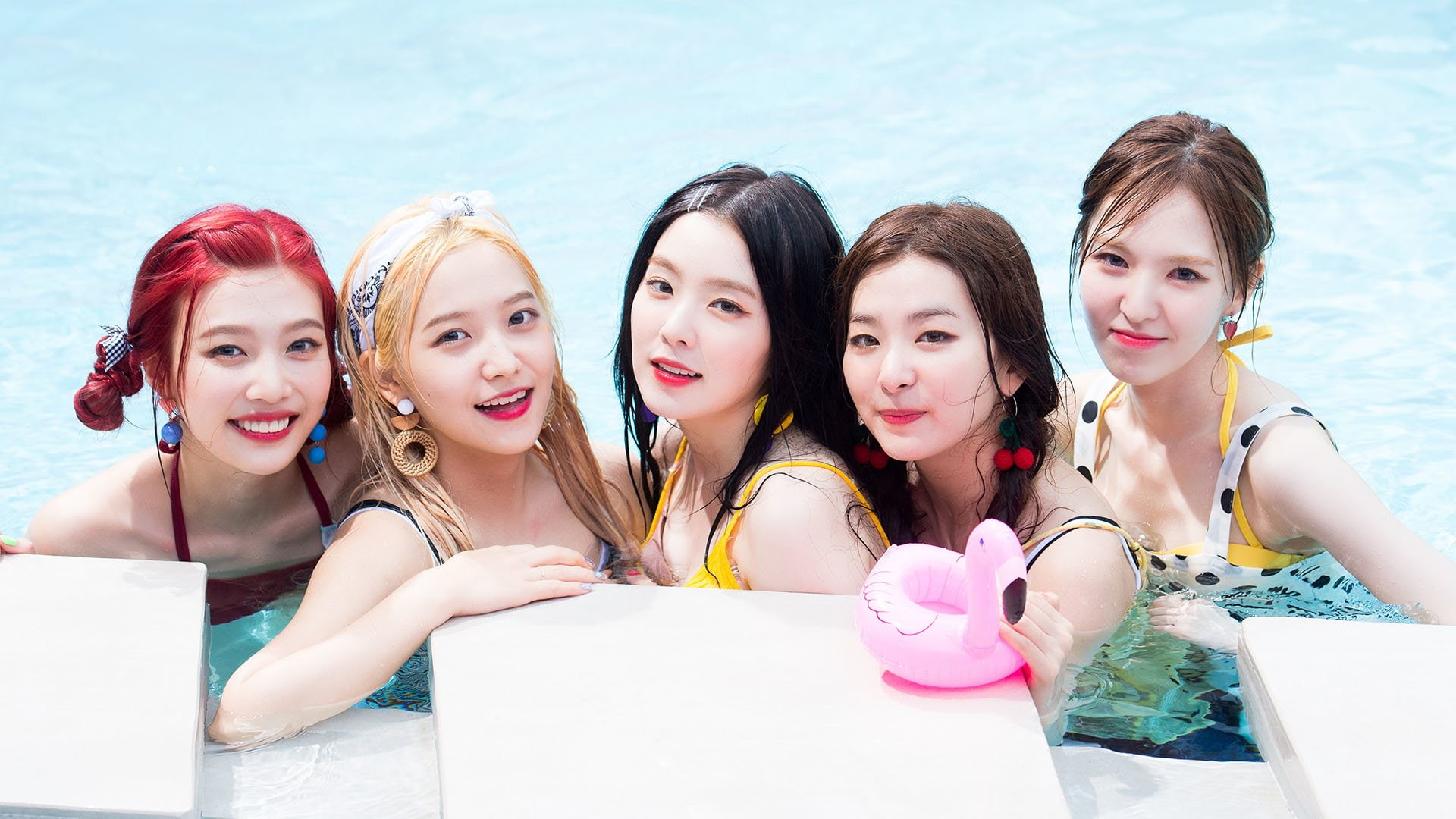 K-Pop, Woman, Asian, Brunette, Korean, Swimming, Girl Band, Smile, Band (Music), 1080P, Brown Eyes, Blonde, Redhead, Red Velvet, HD Wallpaper