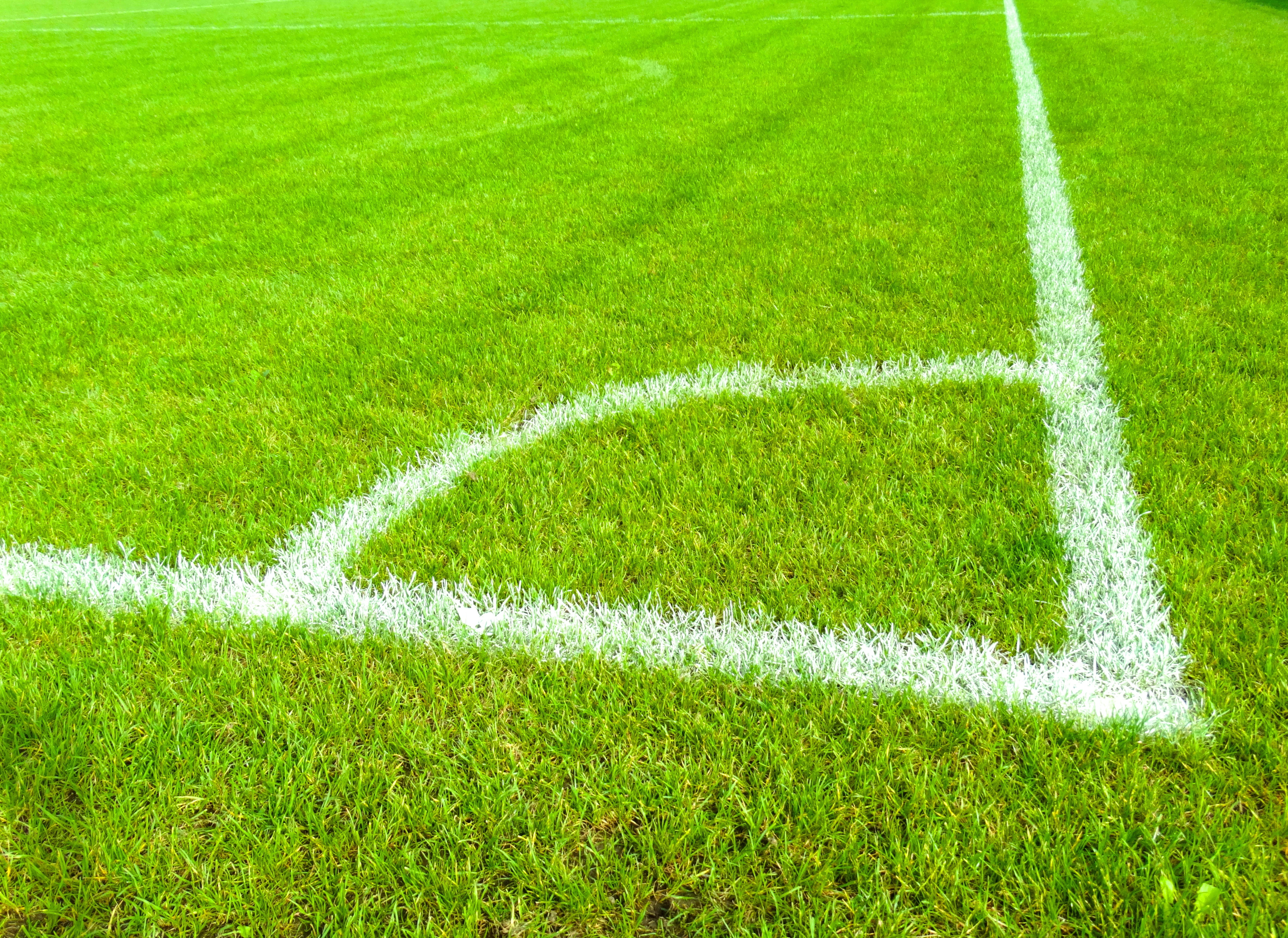 stadium, corner, competition, football, nature, backgrounds, mark, field, green grass, no People, green, white, team sport, growth, football meadow, playing Field, HD Wallpaper