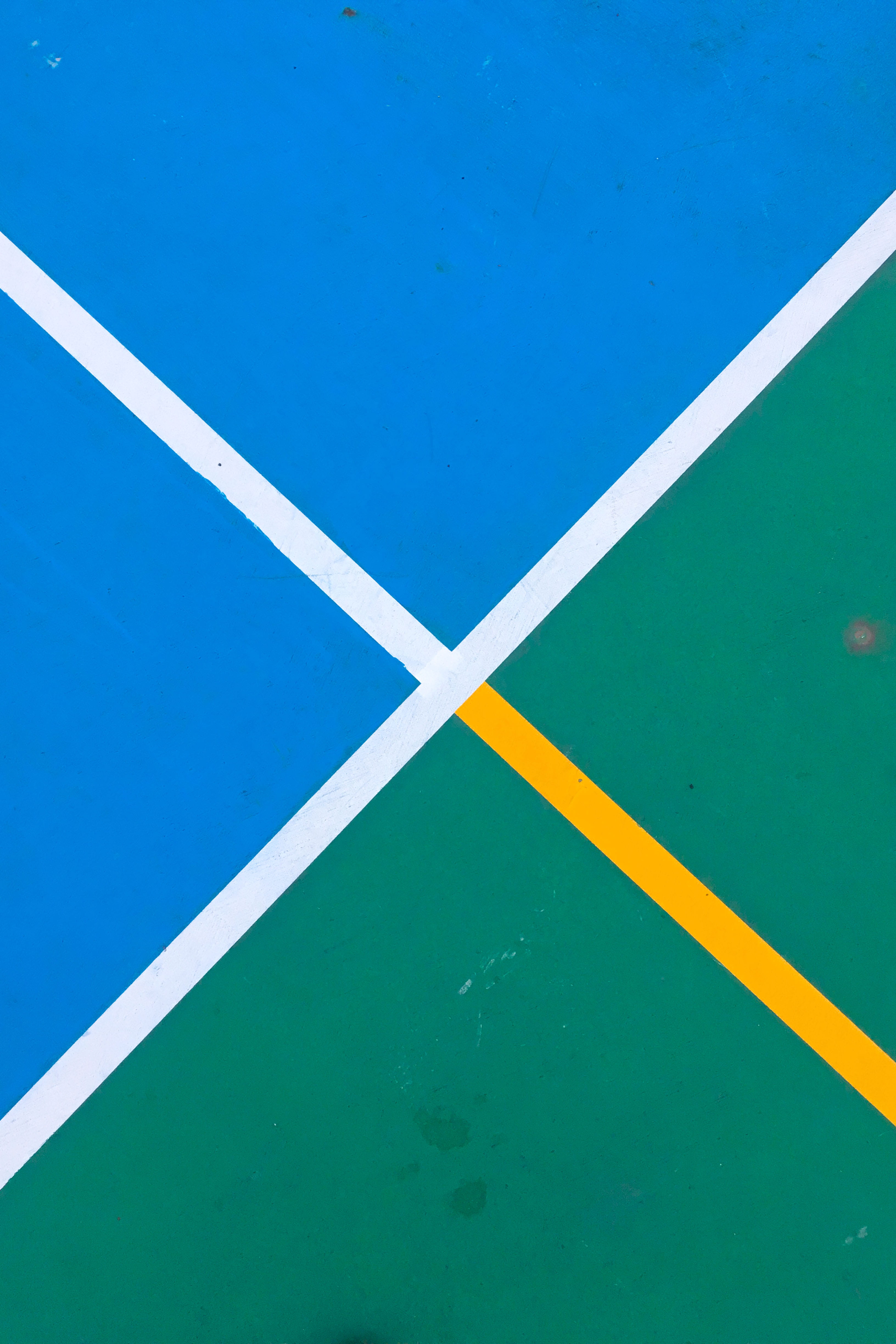 lines, high angle view, day, dividing line, turquoise colored, 4K, nature, pattern, green, track, full frame, tennis, absence, no people, single line, Phone HD Wallpaper