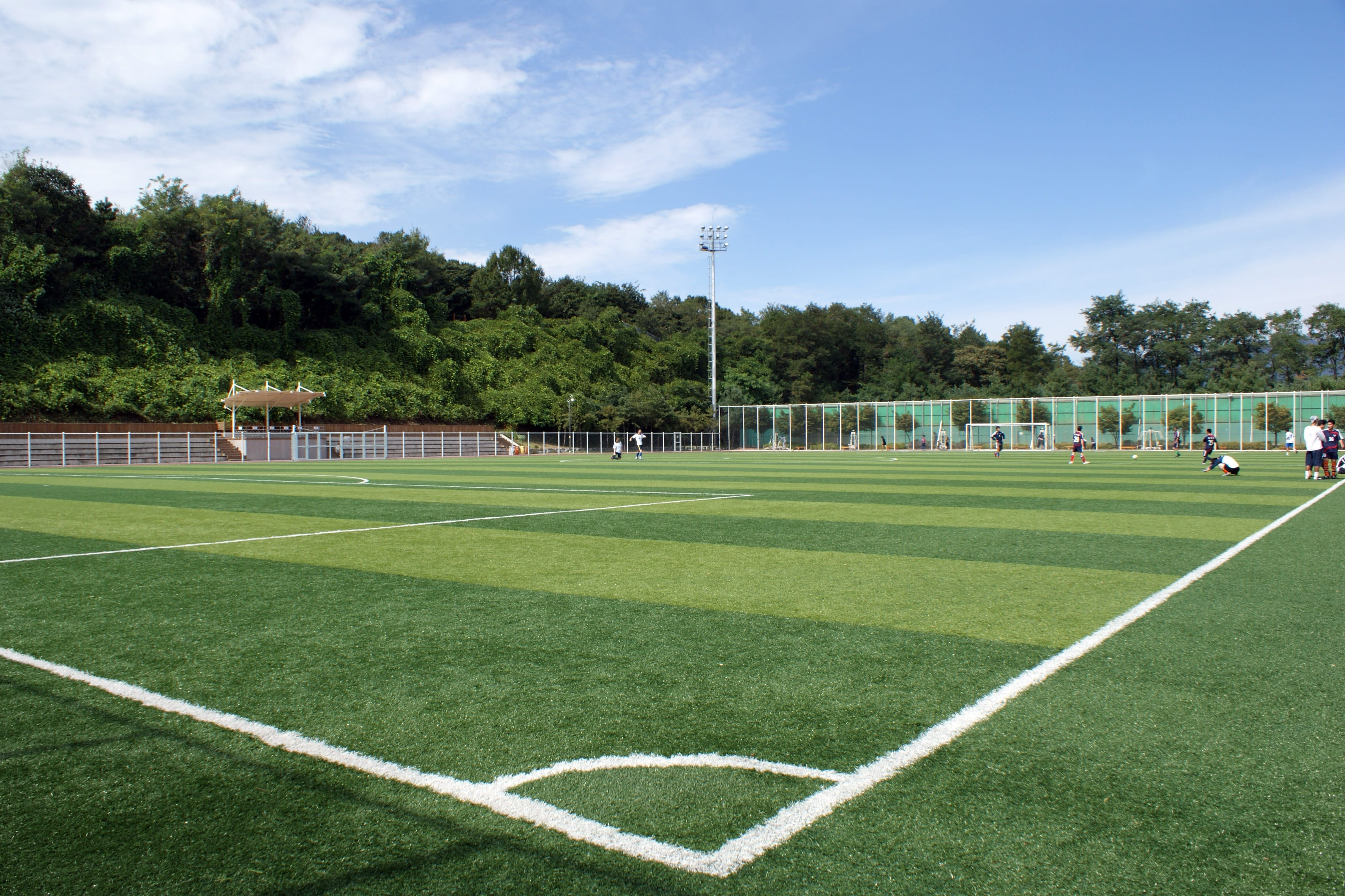 nature, day, team sport, sport, architecture, outdoors, soccer field, soccer, competition, ball, hobby, grass, copy space, leisure activity, people, green color, HD Wallpaper
