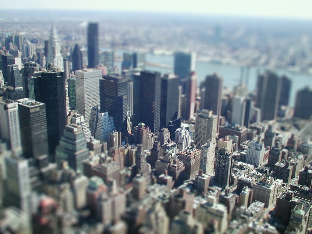 office Building, buildings, New York City, no People, day, tilt shift, aerial View, modern, 480P, city, manhattan - New York City, apartment, financial district, HD Wallpaper