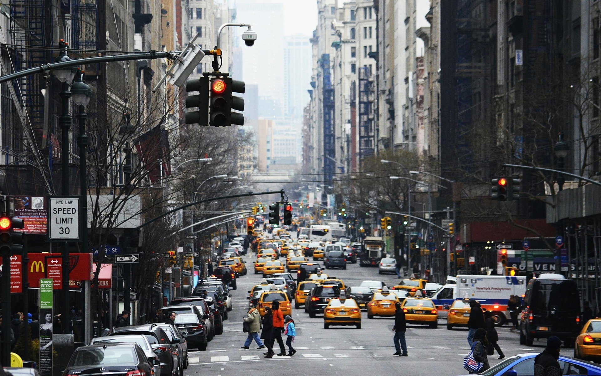 City, Skyscrapers, New, Cars, Street, York, 1080P, USA, People, Traffic, HD Wallpaper