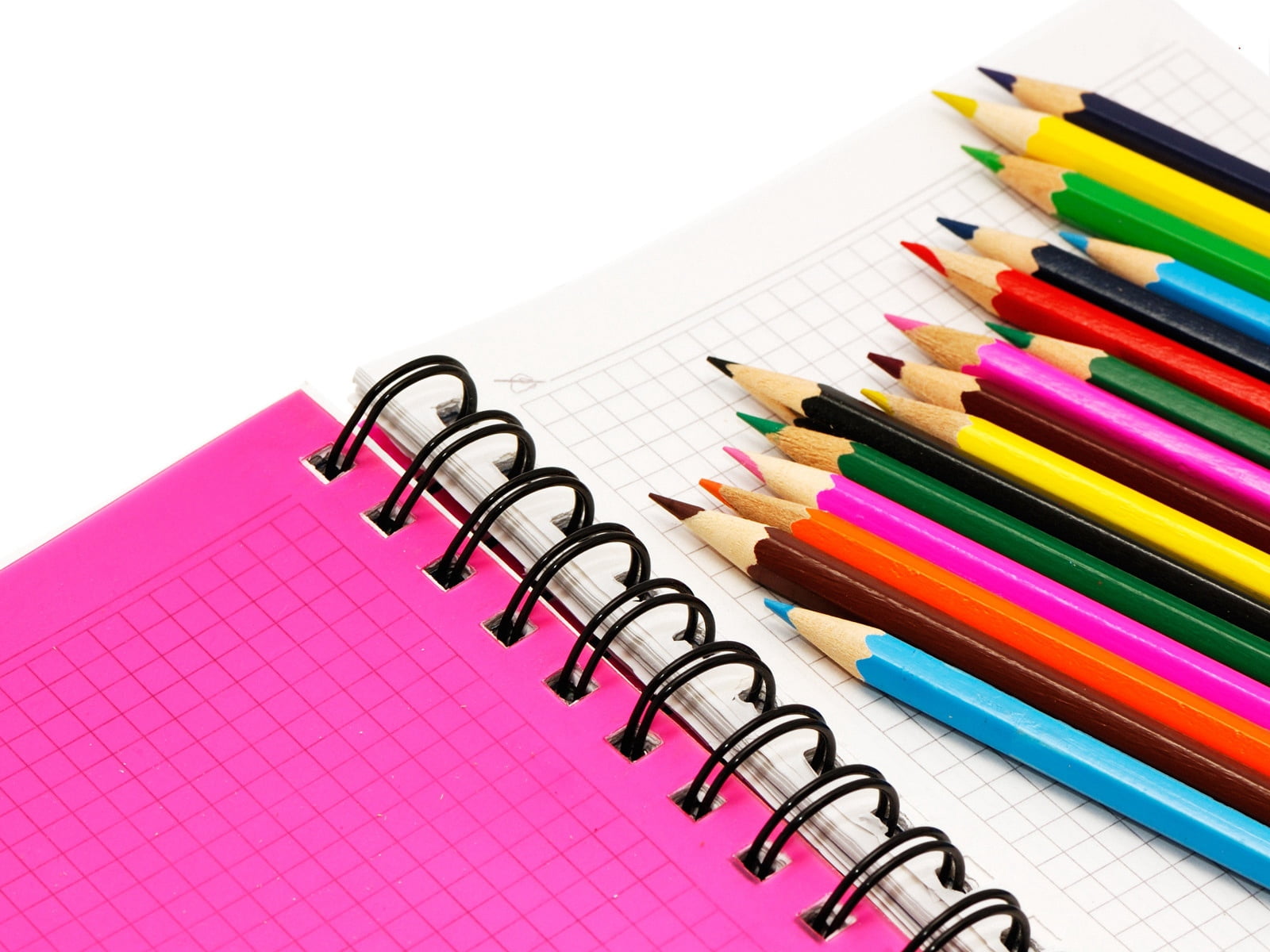 backgrounds, spiral, notebook, single Object, equipment, note Pad, picture, colored pencils, education, blue, blank, studio shot, choice, writing instrument, HD Wallpaper