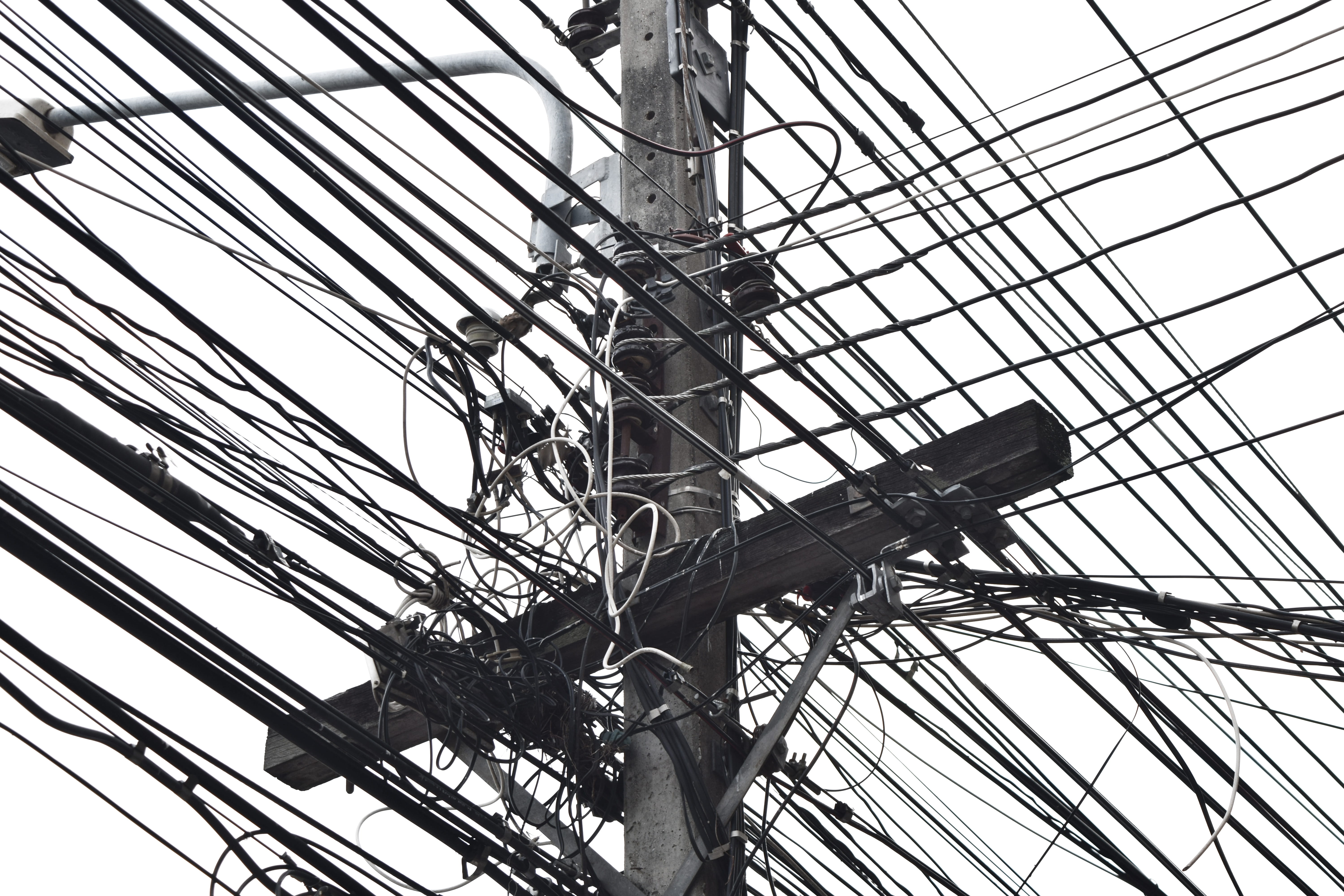 the device, fuel and power generation, rust, tangled, pattern, sky, nature, complexity, outdoors, clear sky, old, pillar of fire, electricity pylon, cable, HD Wallpaper