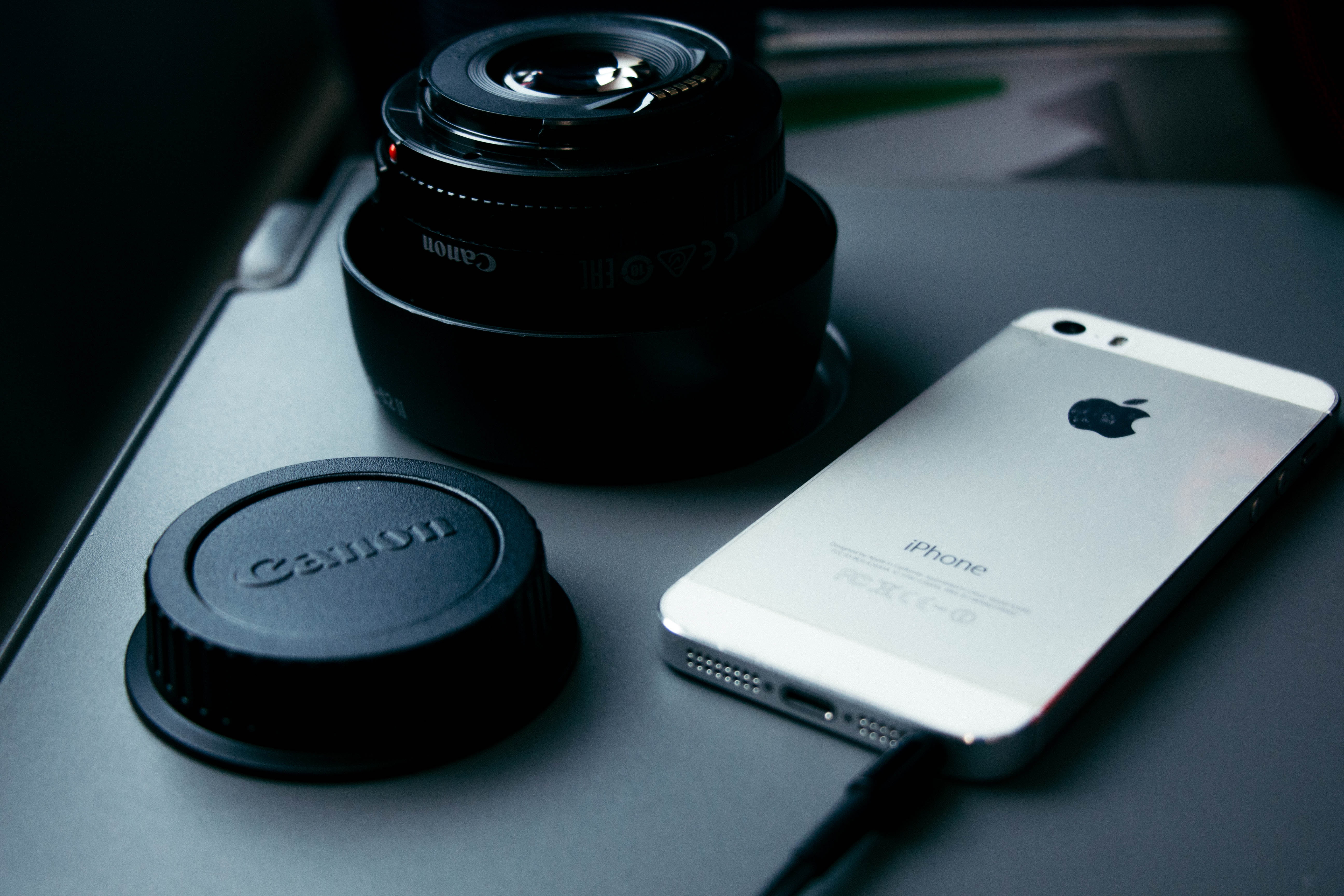 iPhone 5S, lens, Canon, 5K, iPhone, HD Wallpaper
