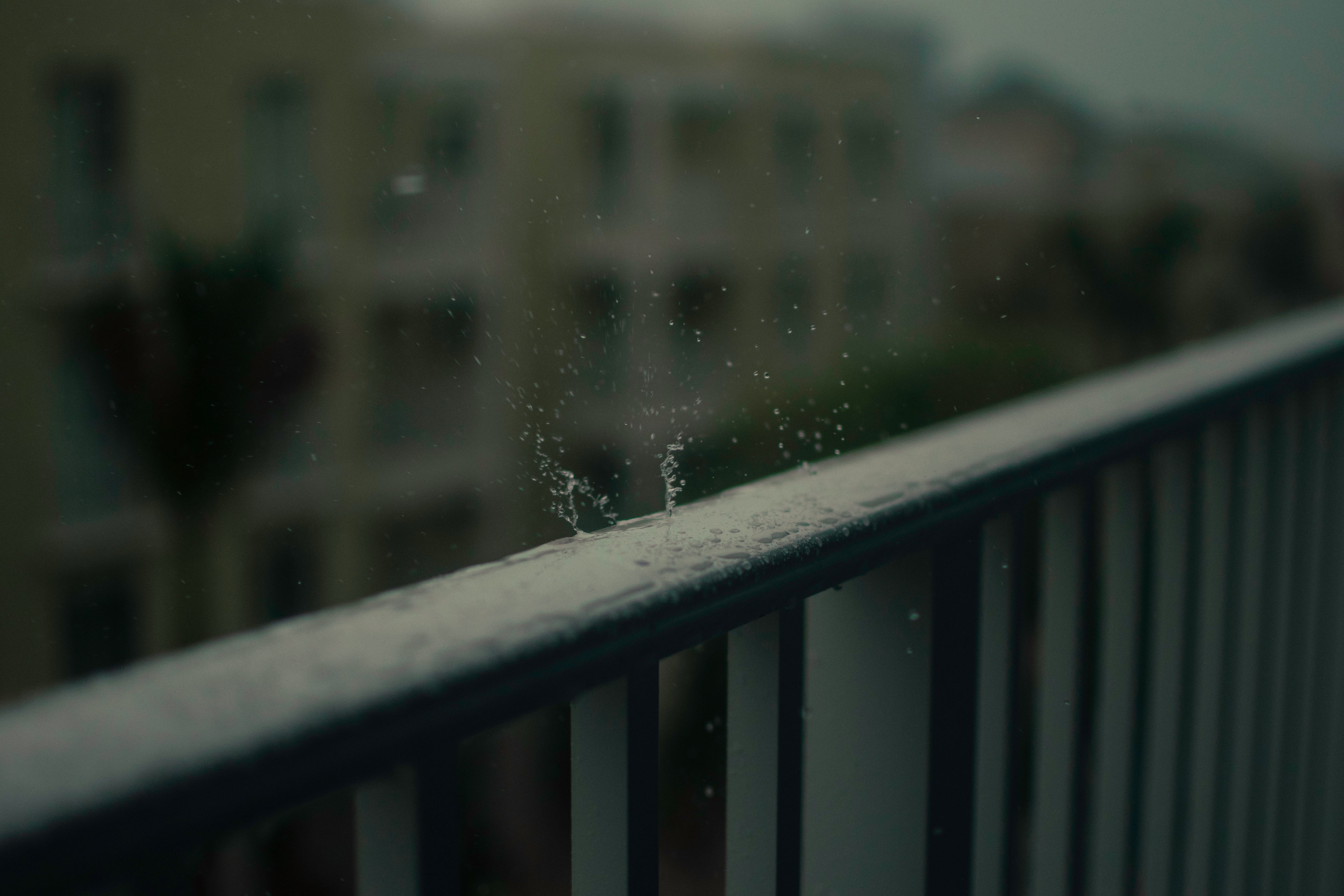 close-up, built structure, city, 5K, metal, dark, fence, focus on foreground, nature, drop, raindrop, rainy season, snowing, no people, wet, protection, HD Wallpaper