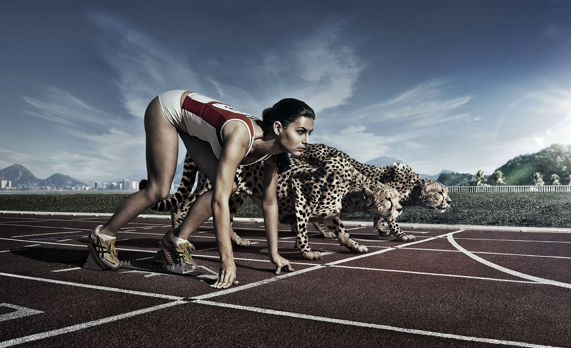 competition, 1080P, adult, young adult, athlete, preparation, sports clothing, tank, track and field, s, effort, Funny, sky, cloud - sky, sports track, HD Wallpaper