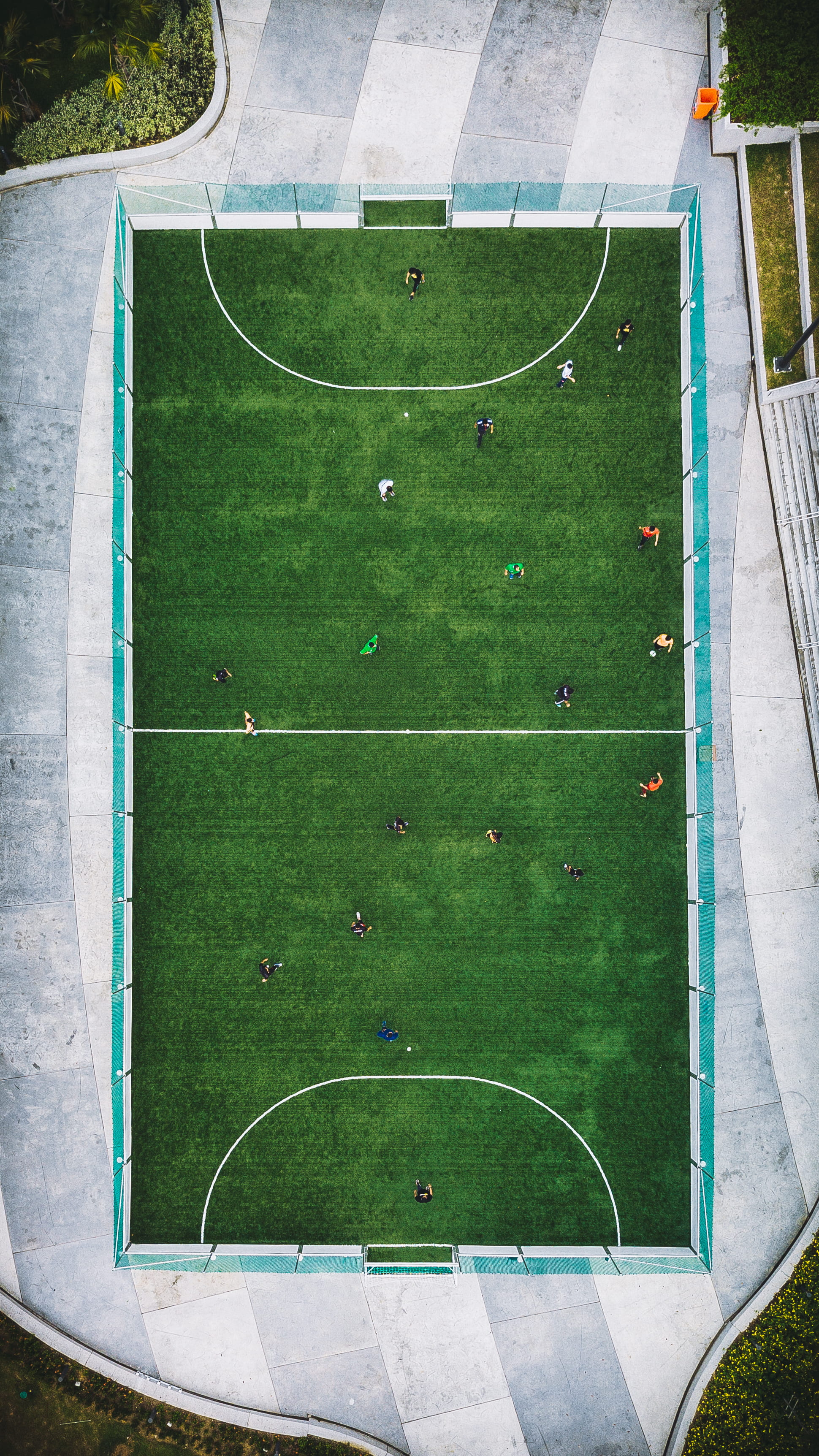 soccer field, lawn, playing, no people, grass, empty, basketball - sport, day, playing field, green color, 2K, people, nature, photography, soccer, football, Phone HD Wallpaper
