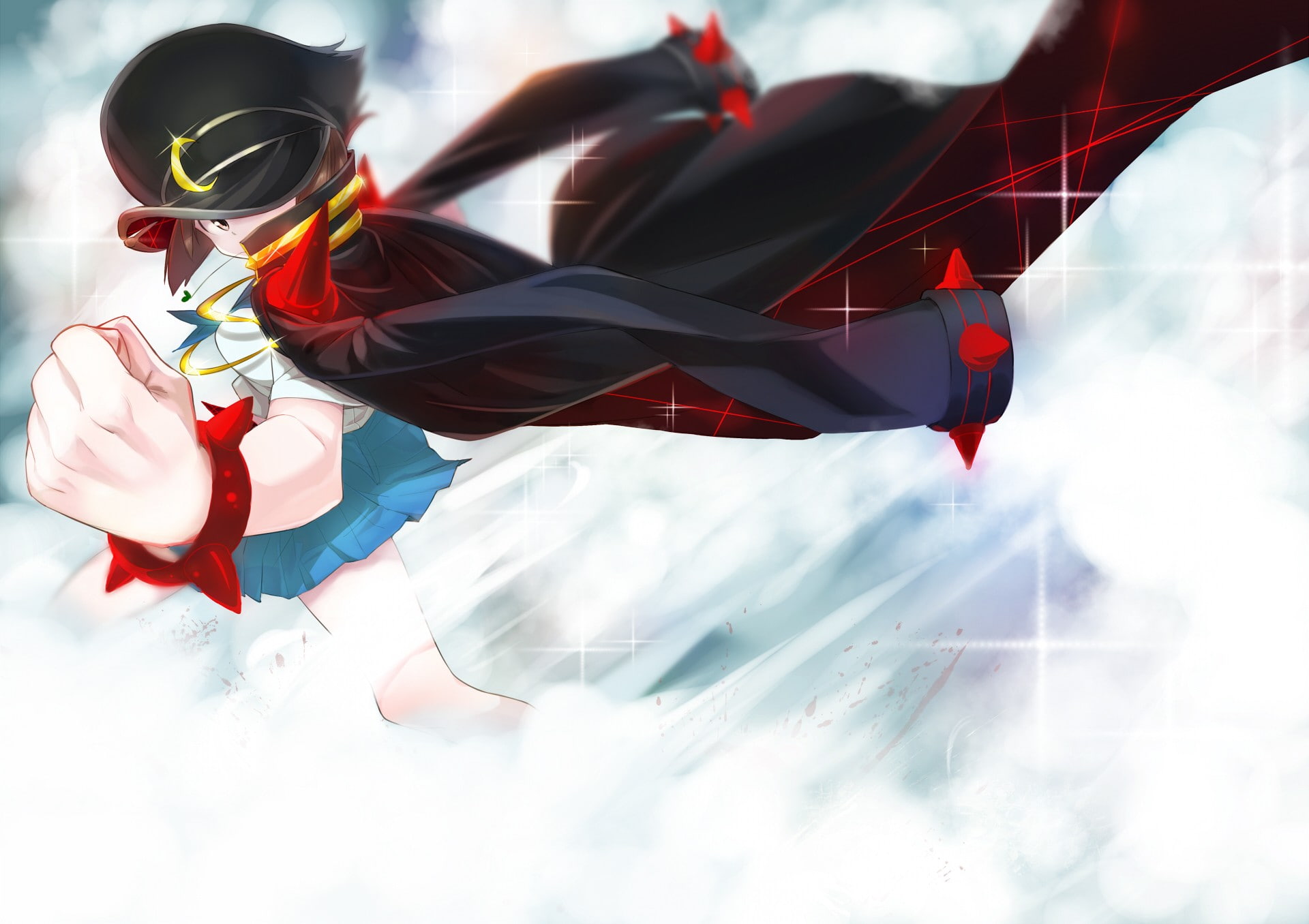 winter, clothing, unrecognizable person, Kill la Kill, nature, sky, sunlight, one person, cold temperature, protection, outdoors, Mankanshoku Mako, 1080P, HD Wallpaper