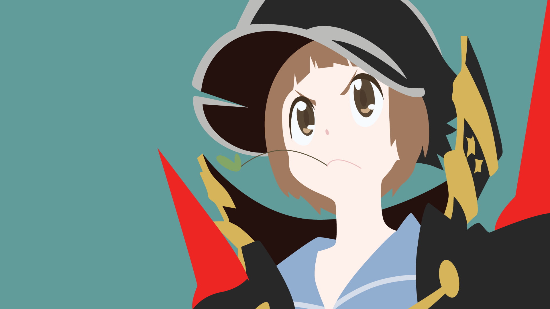 anime vectors, technology, side view, cartoon, 1080P, communication, one person, Mankanshoku Mako, representation, close-up, colored background, art and craft, HD Wallpaper