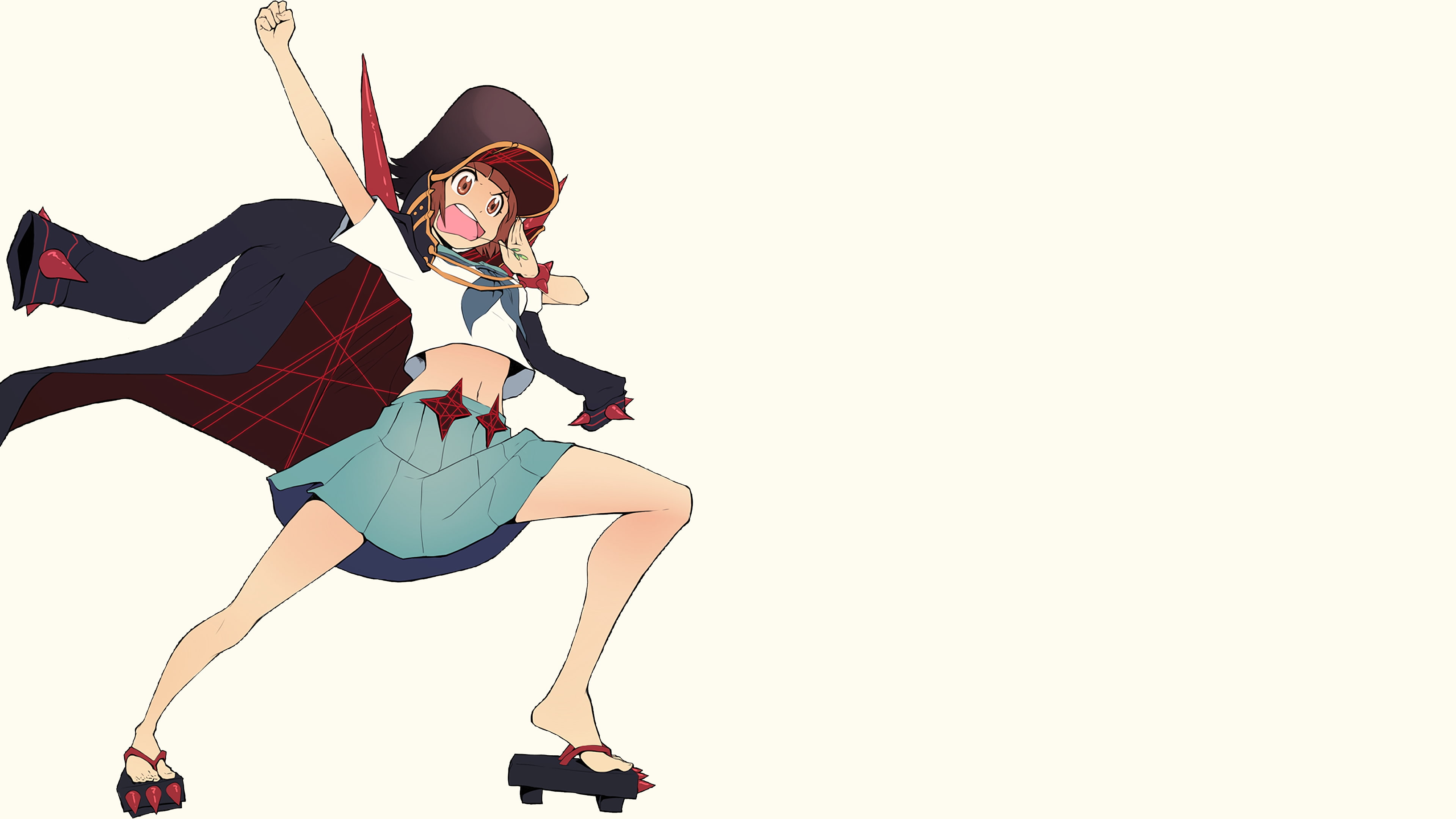 sport, full length, Kill la Kill, indoors, front view, young women, 4K, Mankanshoku Mako, leisure activity, copy space, mouth open, white background, one person, HD Wallpaper