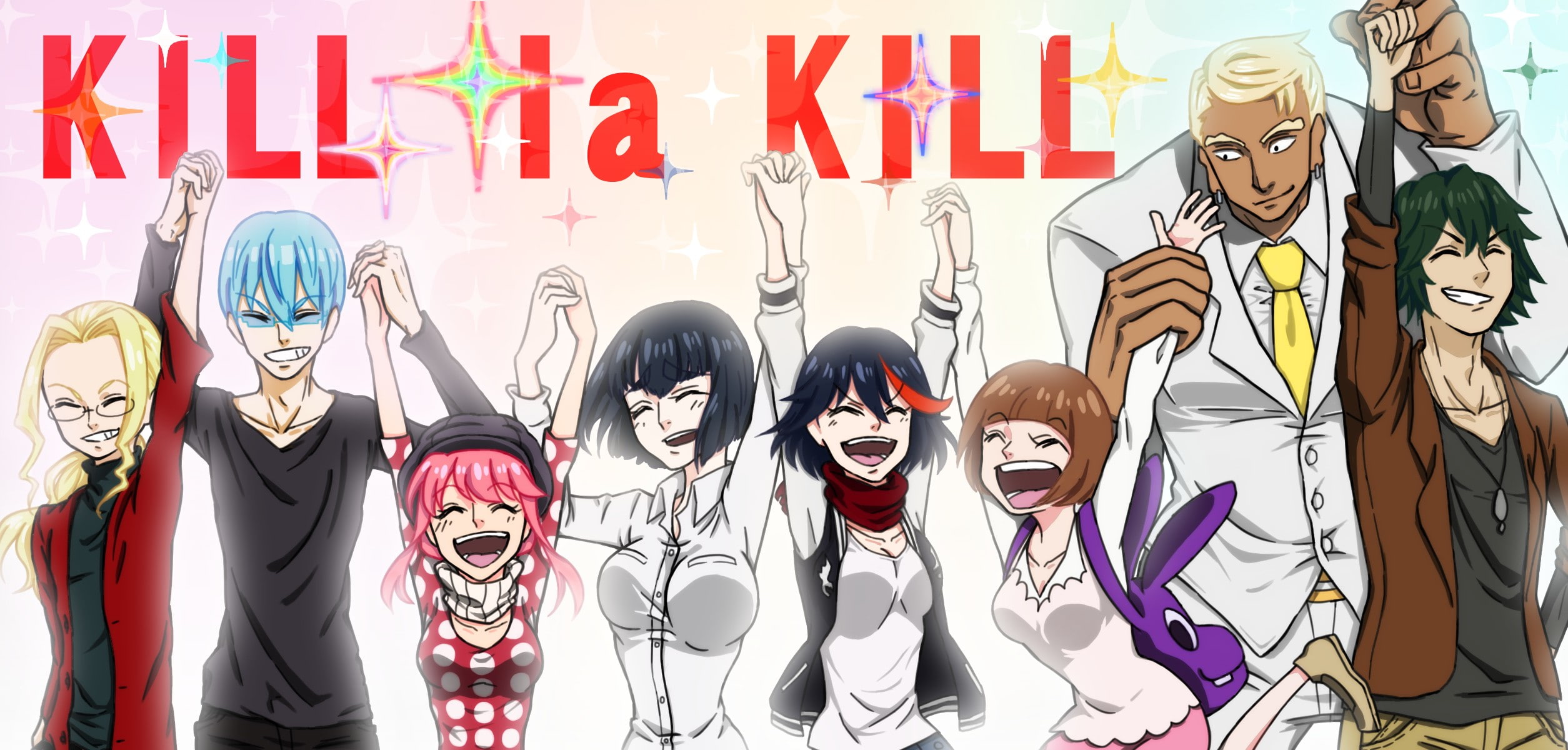 indoors, variation, Matoi Ryuuko, human representation, creativity, Kiryuin Satsuki, celebration, human skeleton, Mankanshoku Mako, Kill la Kill, bone, HD Wallpaper