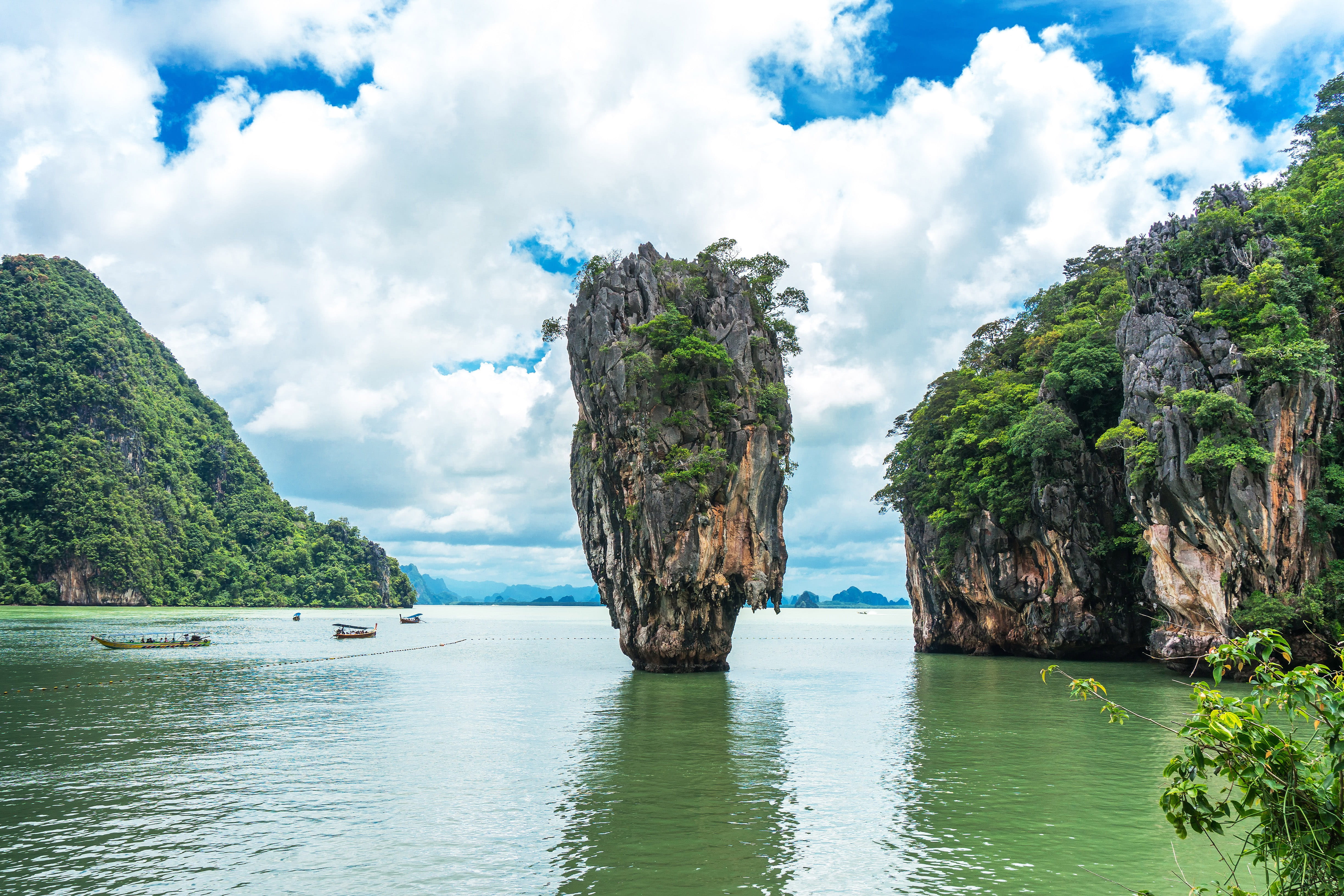 land, rocks, seascape, tranquility, day, Dramatic, scenics, rock, 4K, cliff, natural, krabi, outdoors, landscape, travel, nature, tree, stack rock, beauty In Nature, HD Wallpaper