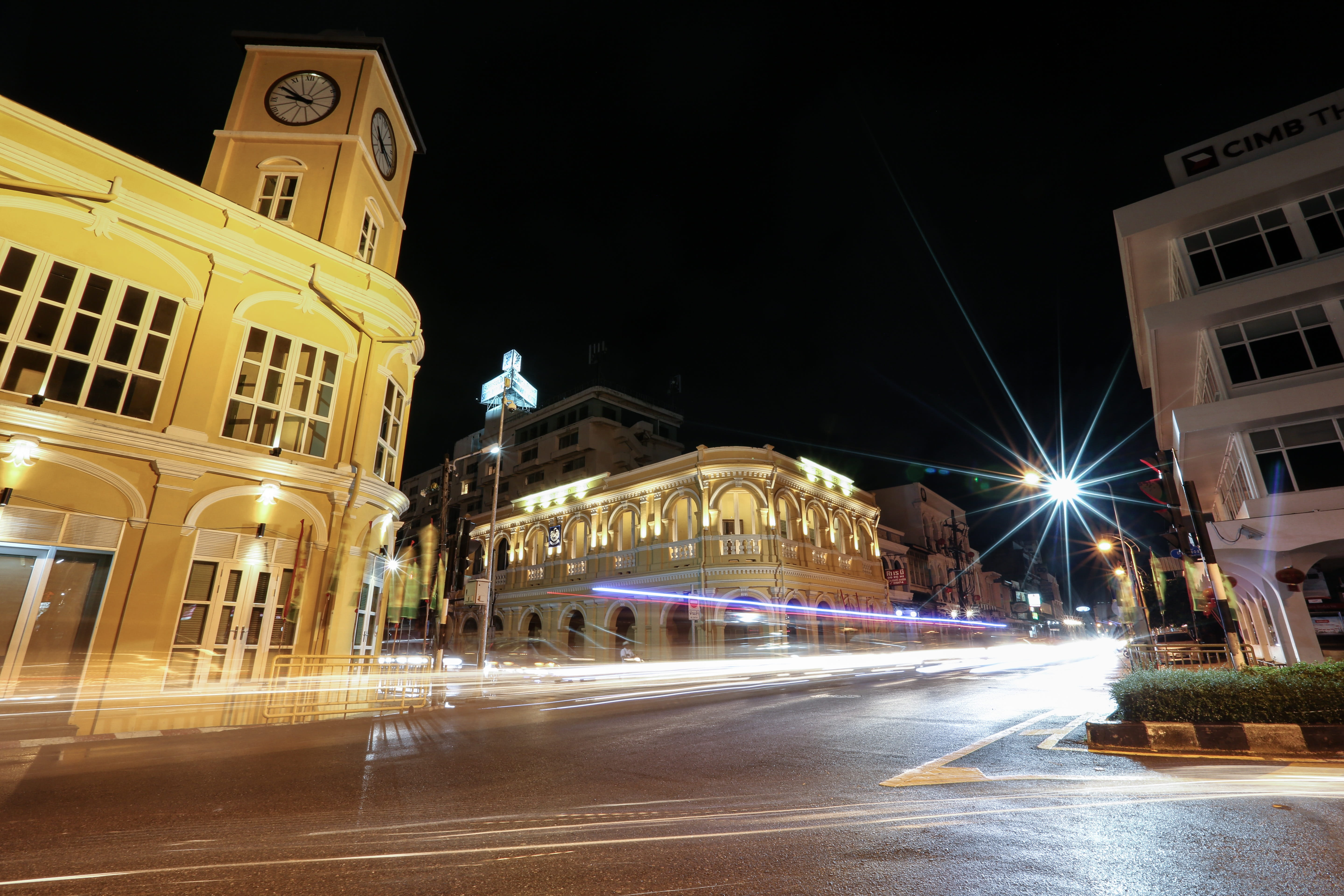 building exterior, transportation, phuket thailand, asia, phuket, no people, road, architecture, city, night, street, speed, sky, built structure, street light, HD Wallpaper