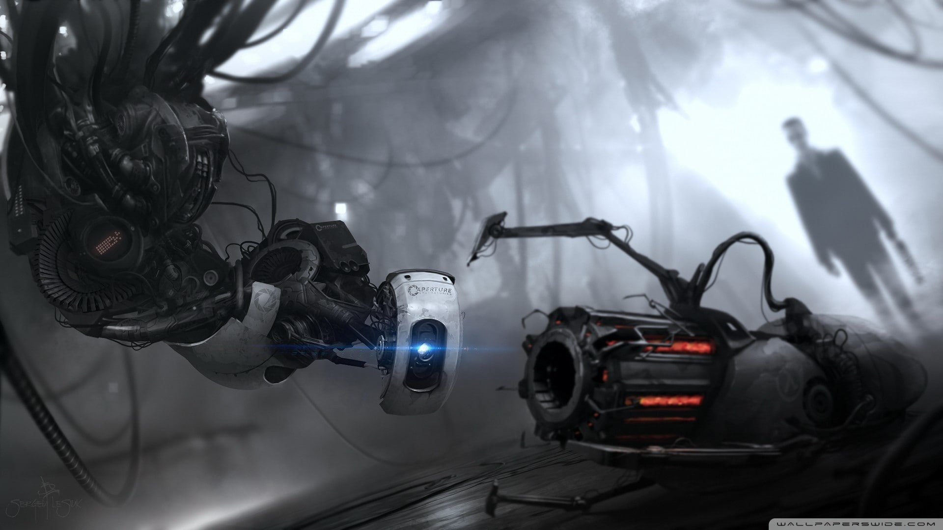 video games, humor, G-Man, Portal 2, GLaDOS, robot, 1080P, Portal Gun, Portal (game), HD Wallpaper