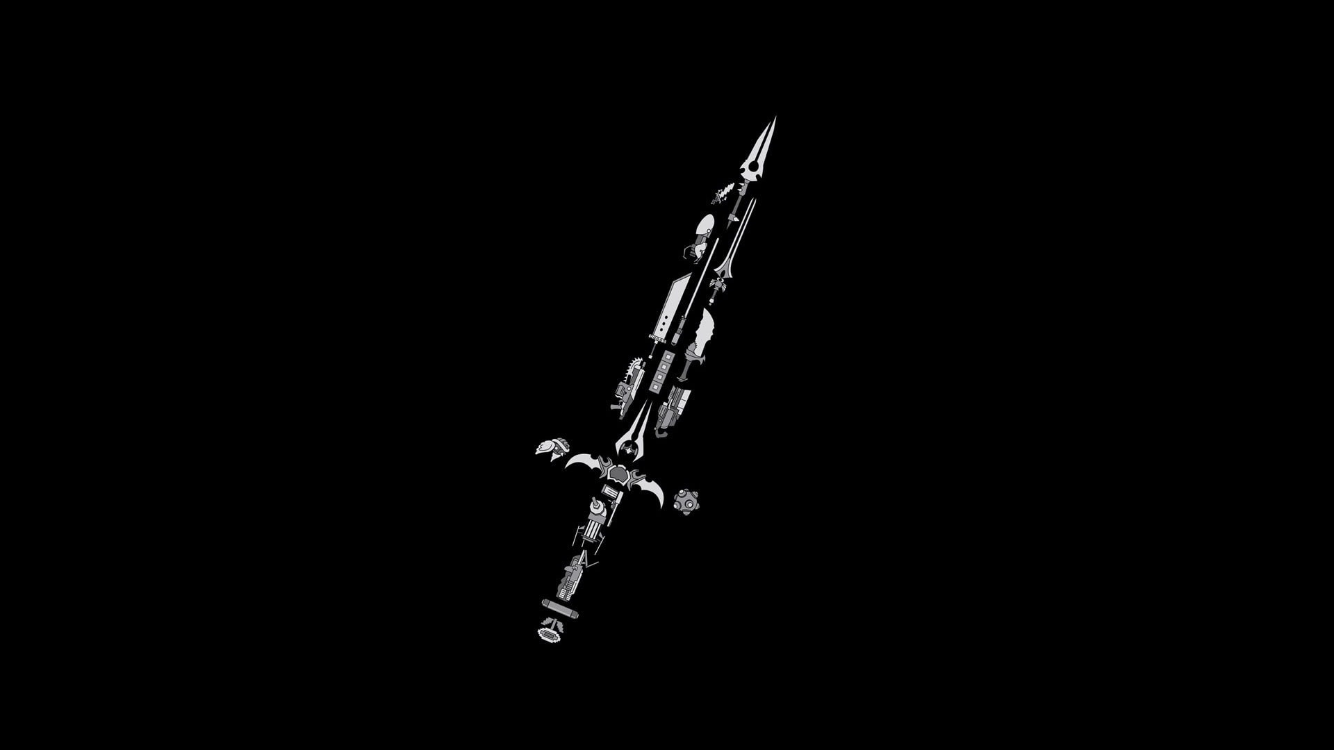 minimalistic, god, games, x, video, gears, art, portal, swords, weapons, gun, hd, kratos, war, lightsabers, 1080P, HD Wallpaper