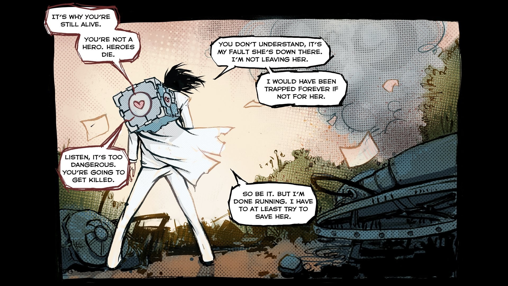 hd, companion, cartoon/comic, portal, 1080P, cube, HD Wallpaper