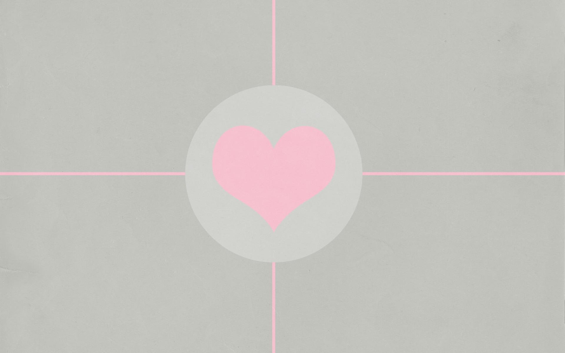 gray, 1080P, hd, video games, portal, cube, heart, grey, companion, HD Wallpaper