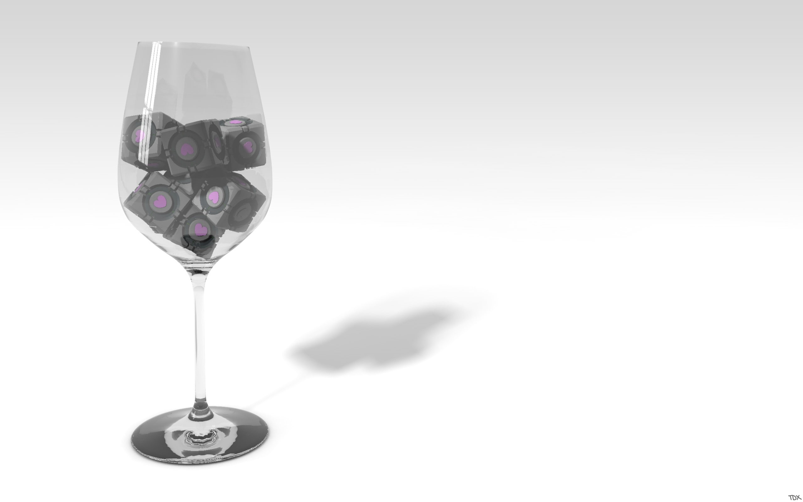 portal, 2K, glass, cube, video games, companion, hd, HD Wallpaper