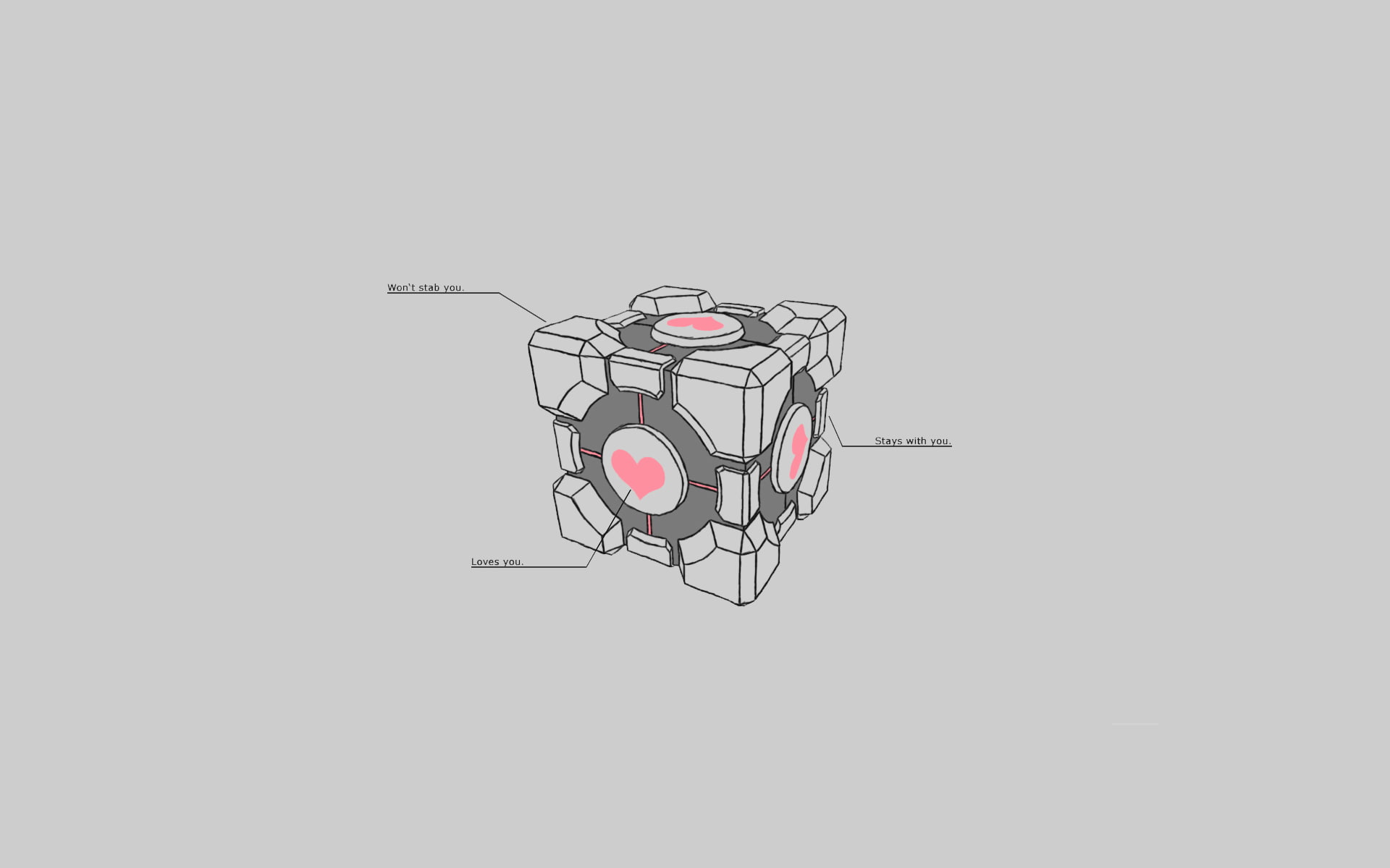 gray, grey, portal, companion, 1080P, video games, cube, hd, HD Wallpaper