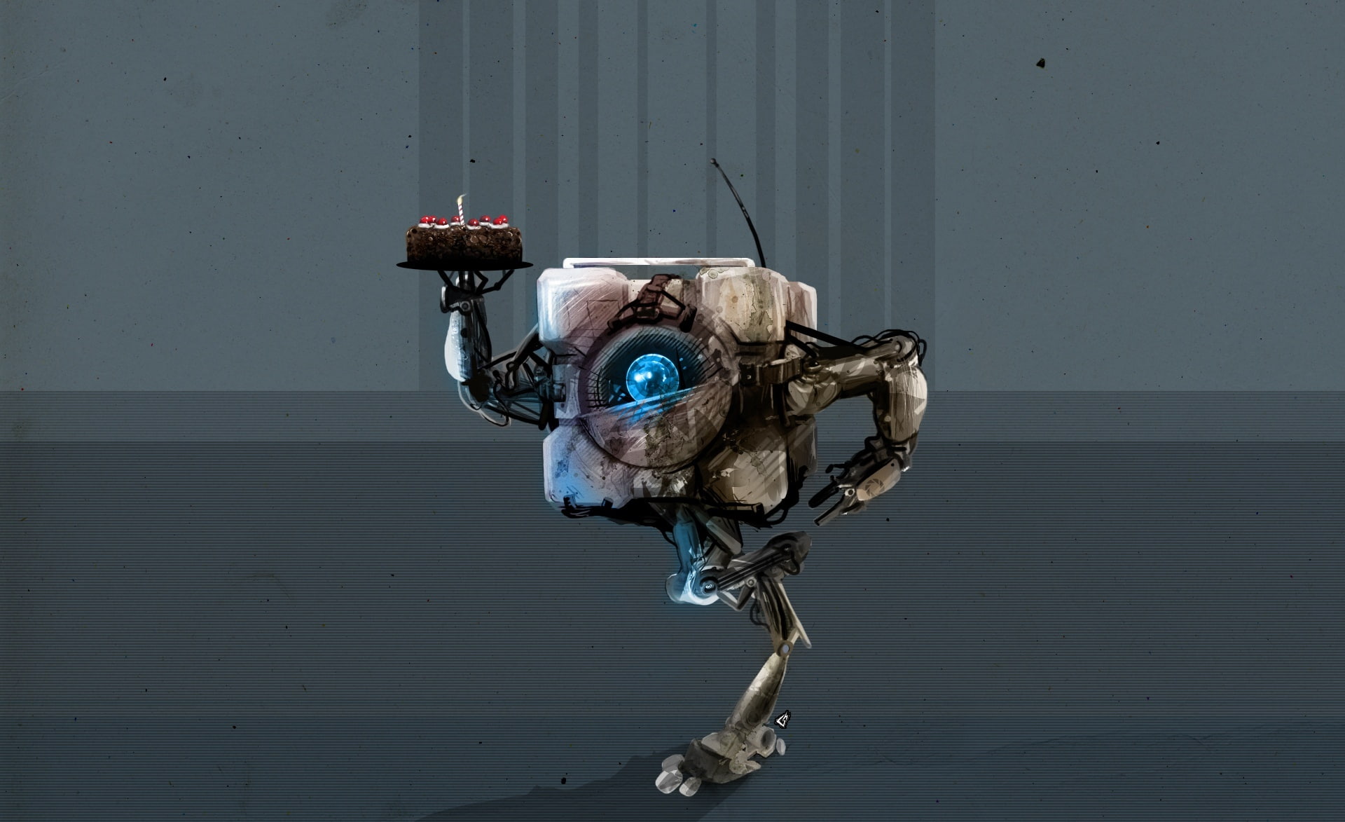 decline, robot, happy, abandoned, representation, no people, damaged, video game, black, day, digital, wall - building feature, architecture, old, weighted companion cube, HD Wallpaper