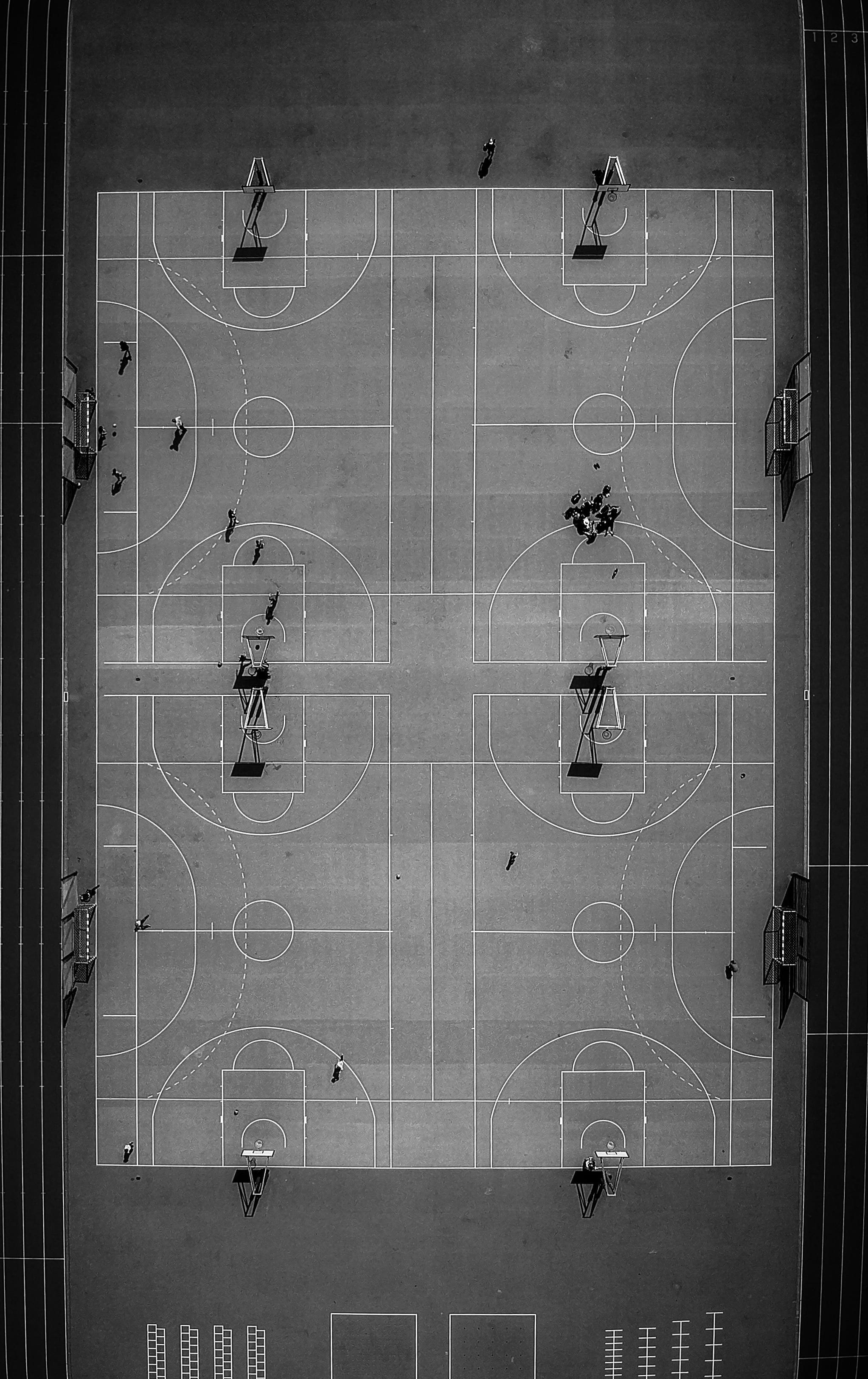 photo, wall - building feature, window, top view, direction, basketball, drone photography, team sport, geometric shape, day, no people, court, sport, drone shot, Phone HD Wallpaper