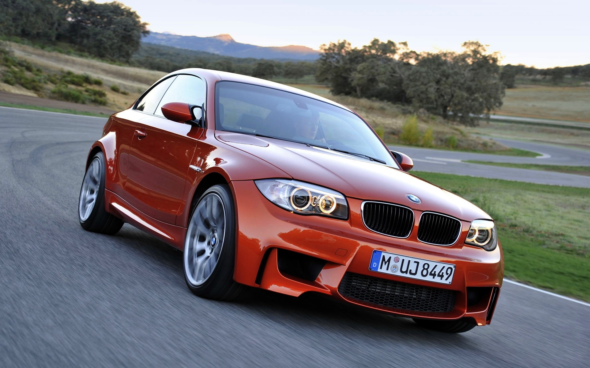 1 series, chuck, M, Orange, BMW, 1080P, Lights, In Motion, Cars, Number, HD Wallpaper