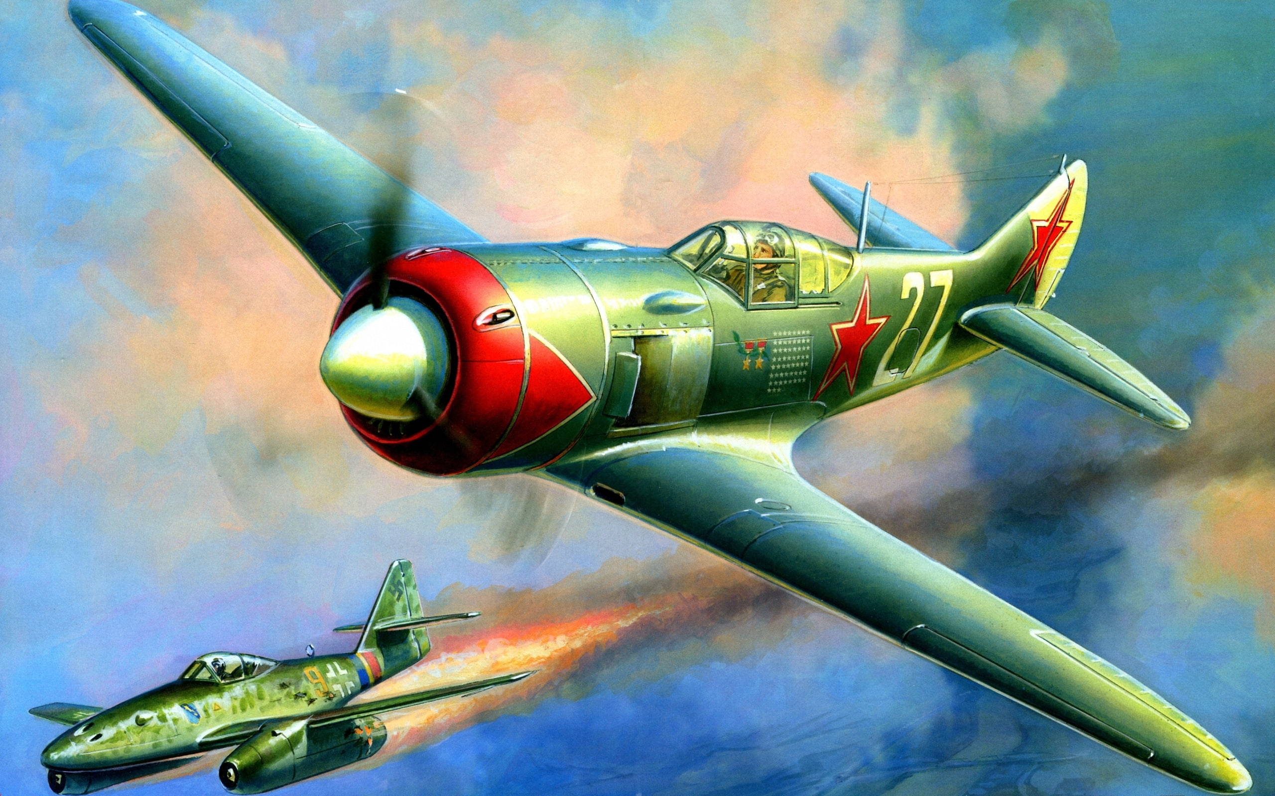 La-7, the plane, Zhirnov, 2K, Lavochkin, fighter, figure, HD Wallpaper