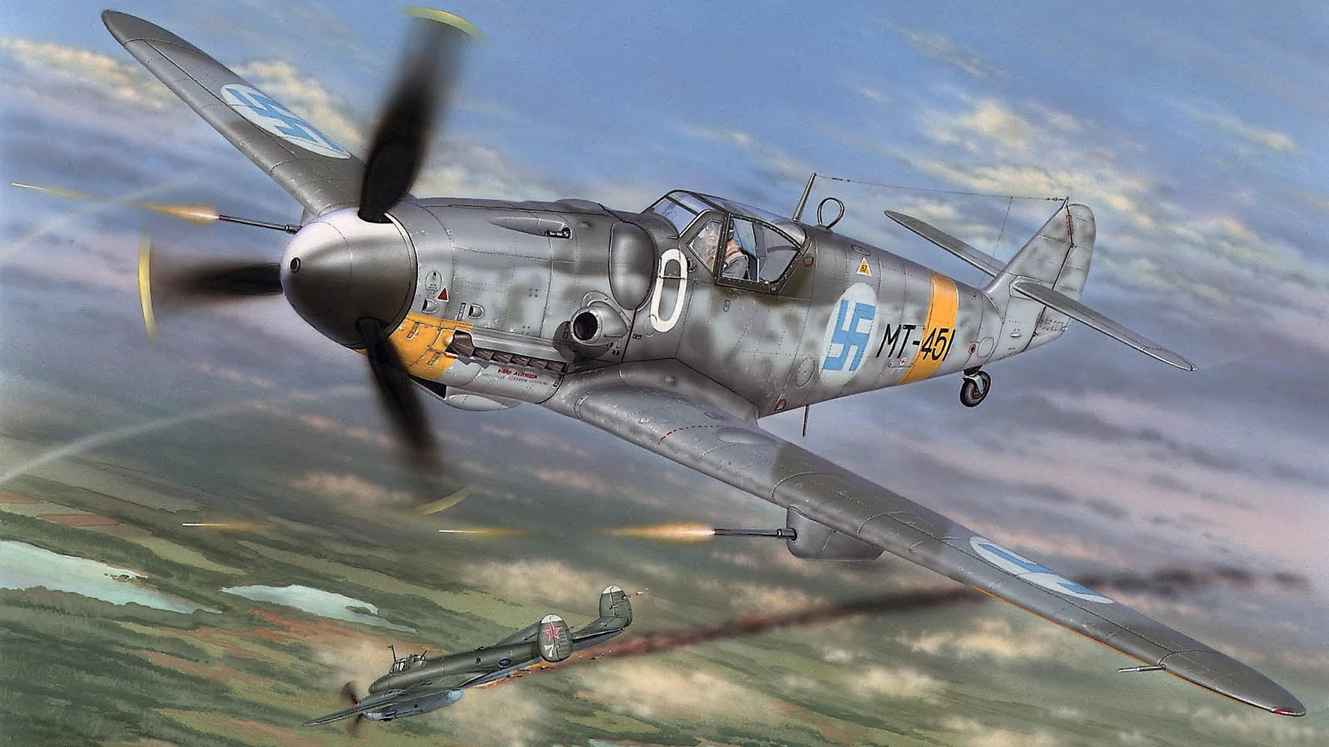 Finland, single-engine piston fighter-low, 1080P, BF109 G-6, Messerschmitt, the most popular model BF-109, HD Wallpaper