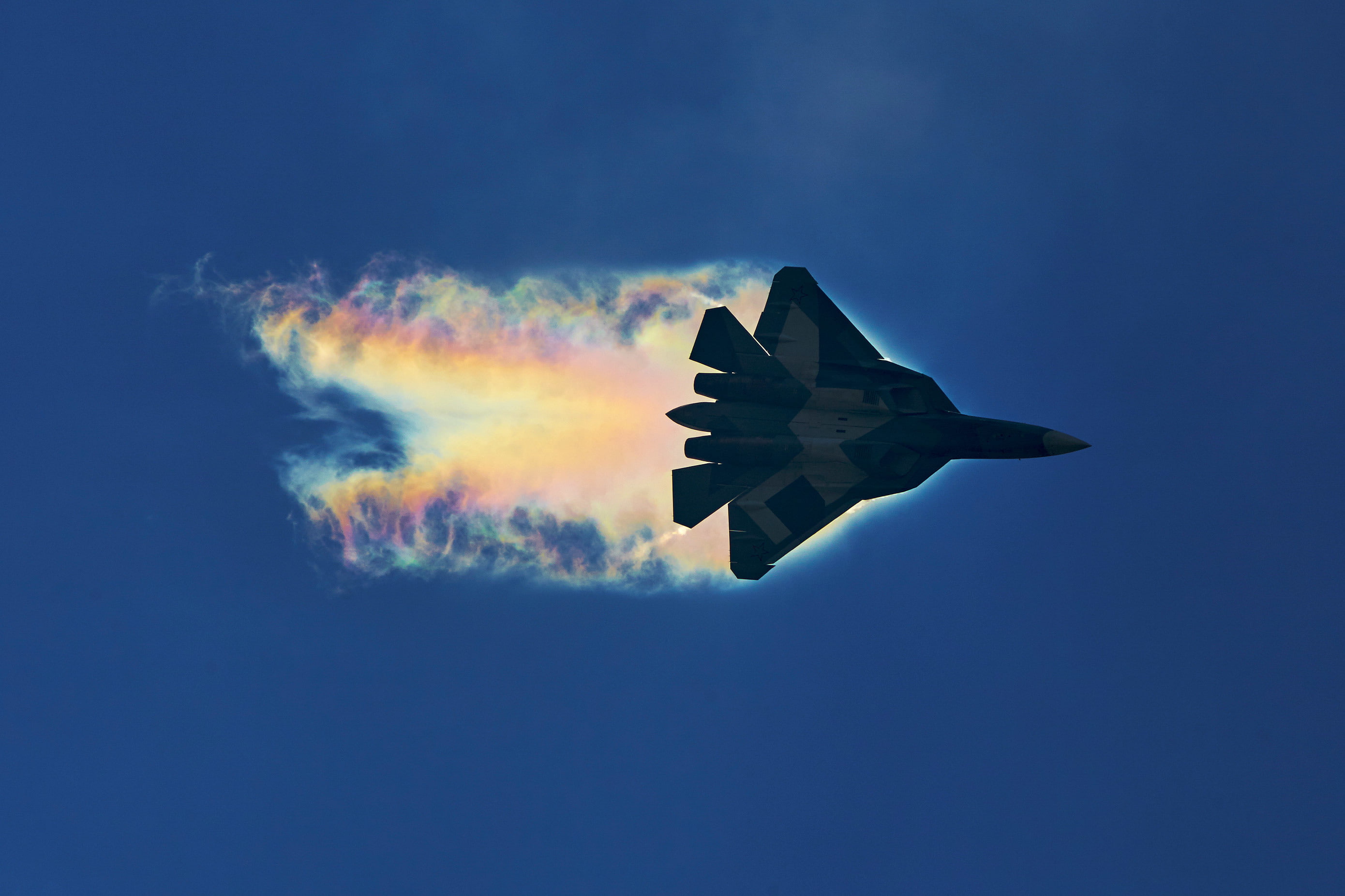 Maneuver, airplane, Aviation, 2K, Complex, plane, MAKS, nature, T-50, generation, BBC, flying, Speed, Promising, military, military airplane, gray, sky, HD Wallpaper