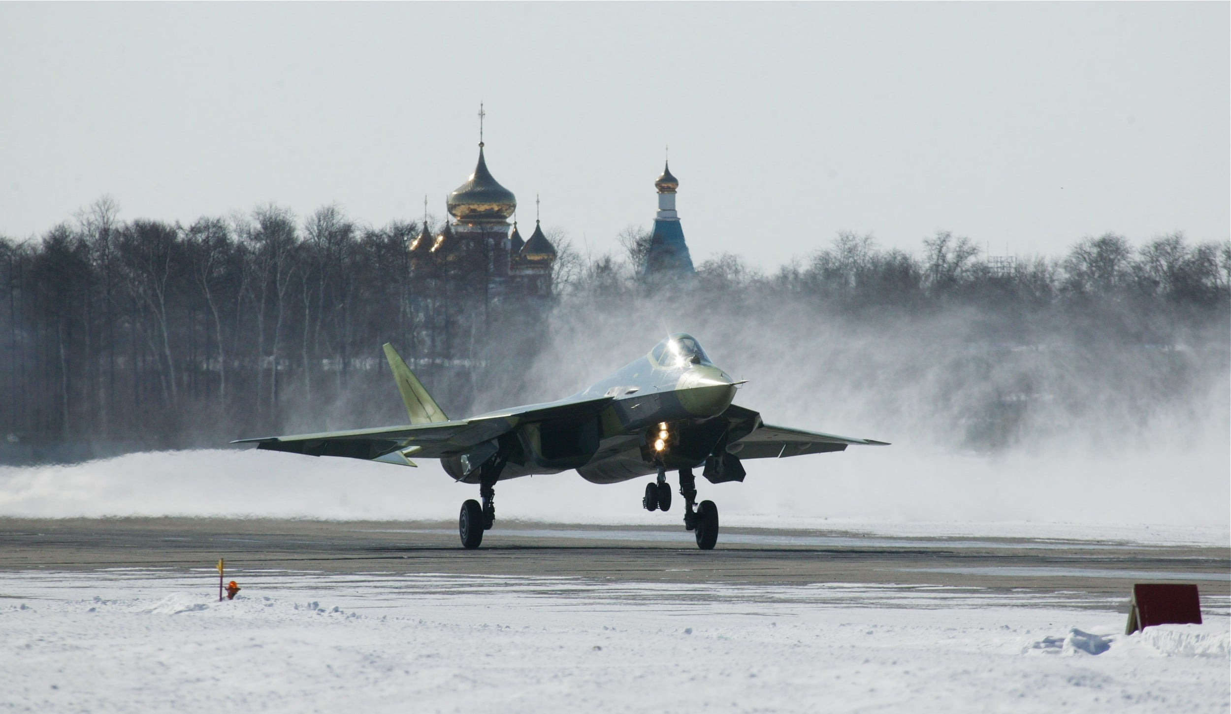 transportation, the plane, sky, incidental people, 1080P, snow, T-50, cold temperature, dry, fighter, nature, travel, military, gray, day, motion, RUSSIAN AIR FORCE, HD Wallpaper