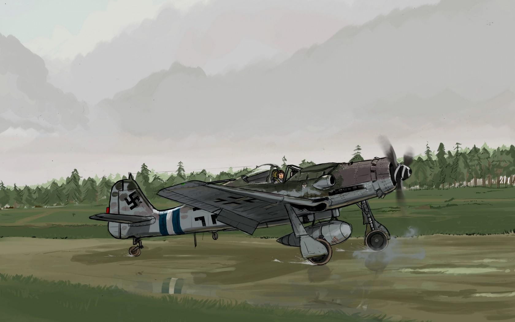 focke, painting, focke-wulf fw-190, german, fw, fighter, aircraft, white, airplane, wulf, aviation, brown, 720P, HD Wallpaper
