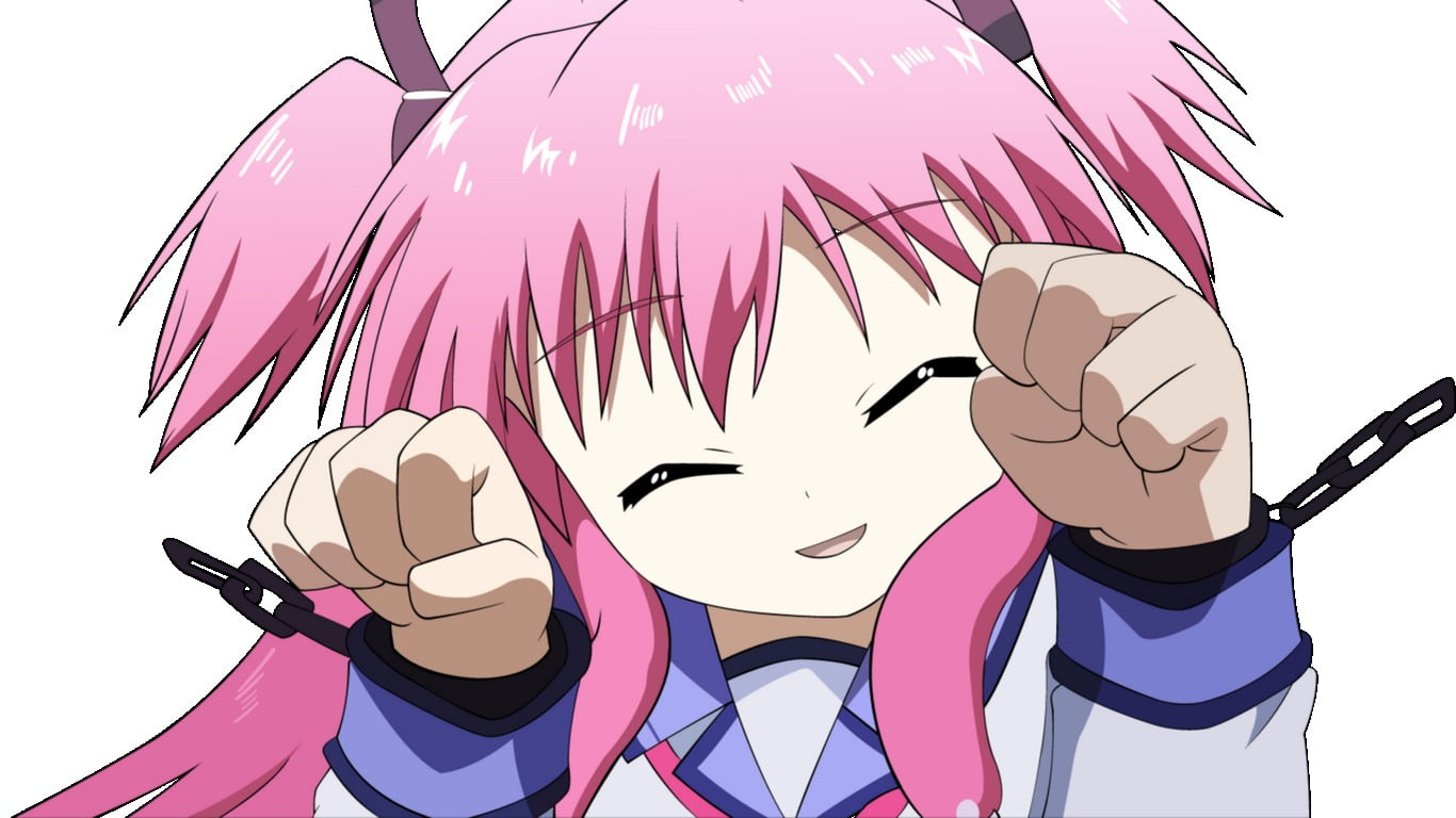 Yui (Angel Beats!), anime, adult, representation, human representation, pink color, hand, Angel Beats!, anime girls, indoors, 720P, hand sign, dancing, HD Wallpaper