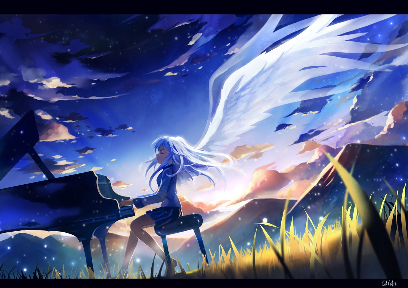 kanade, beats, art, hd, 720P, anime, tachibana, Angel, HD Wallpaper
