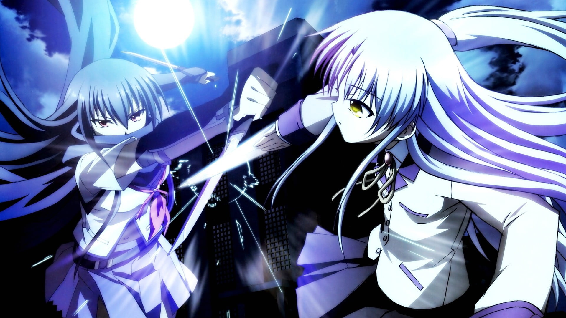 still life, purple, two, day, metal, blue, pattern, reflection, close-up, shiny, indoors, art and craft, balloon, Angel Beats!, celebration, chrome, costume, HD Wallpaper