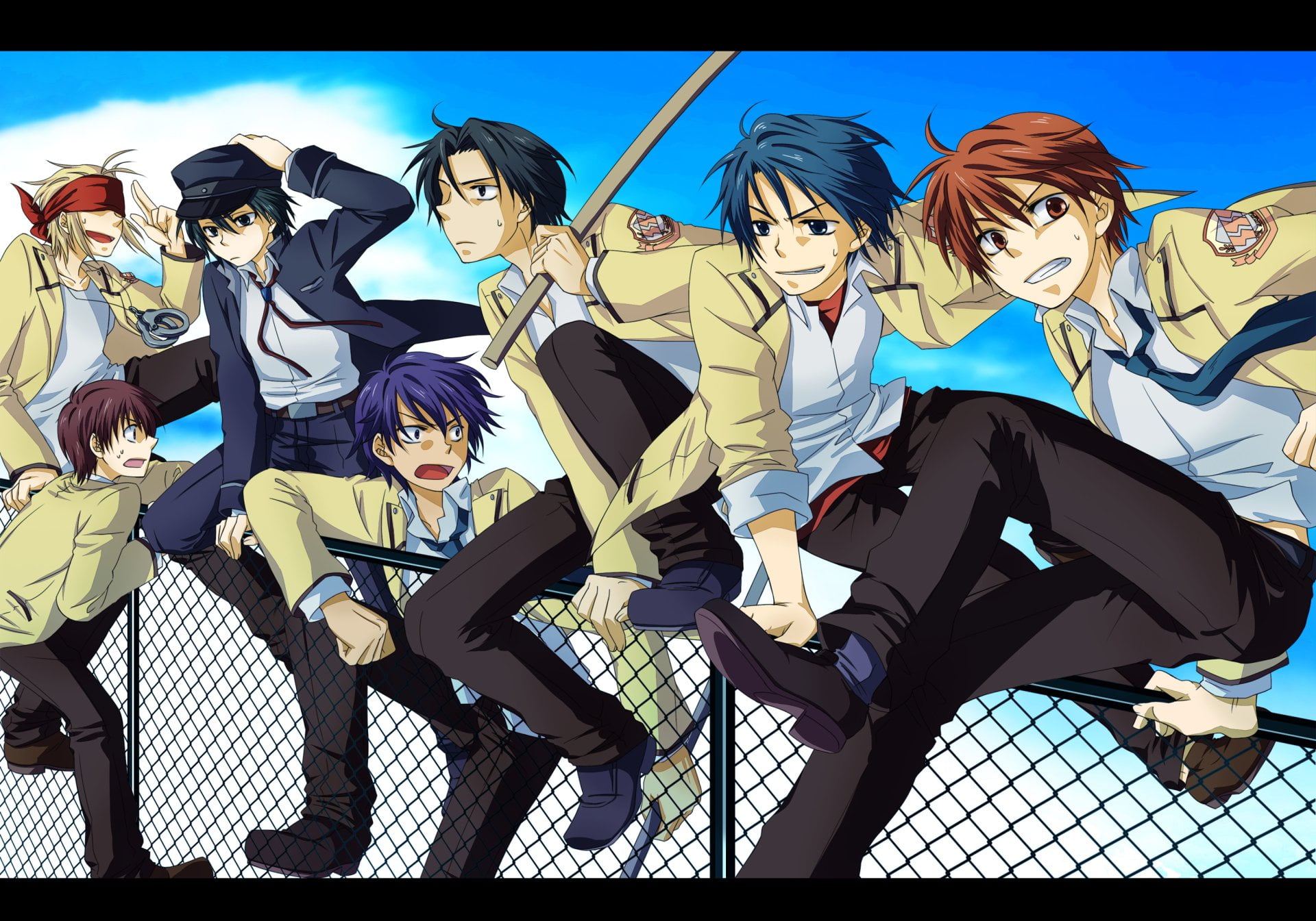 group of people, real people, blue, men, 1080P, nature, group, auto post production filter, lifestyles, sky, character, Takamatsu (Angel Beats!), full length, HD Wallpaper