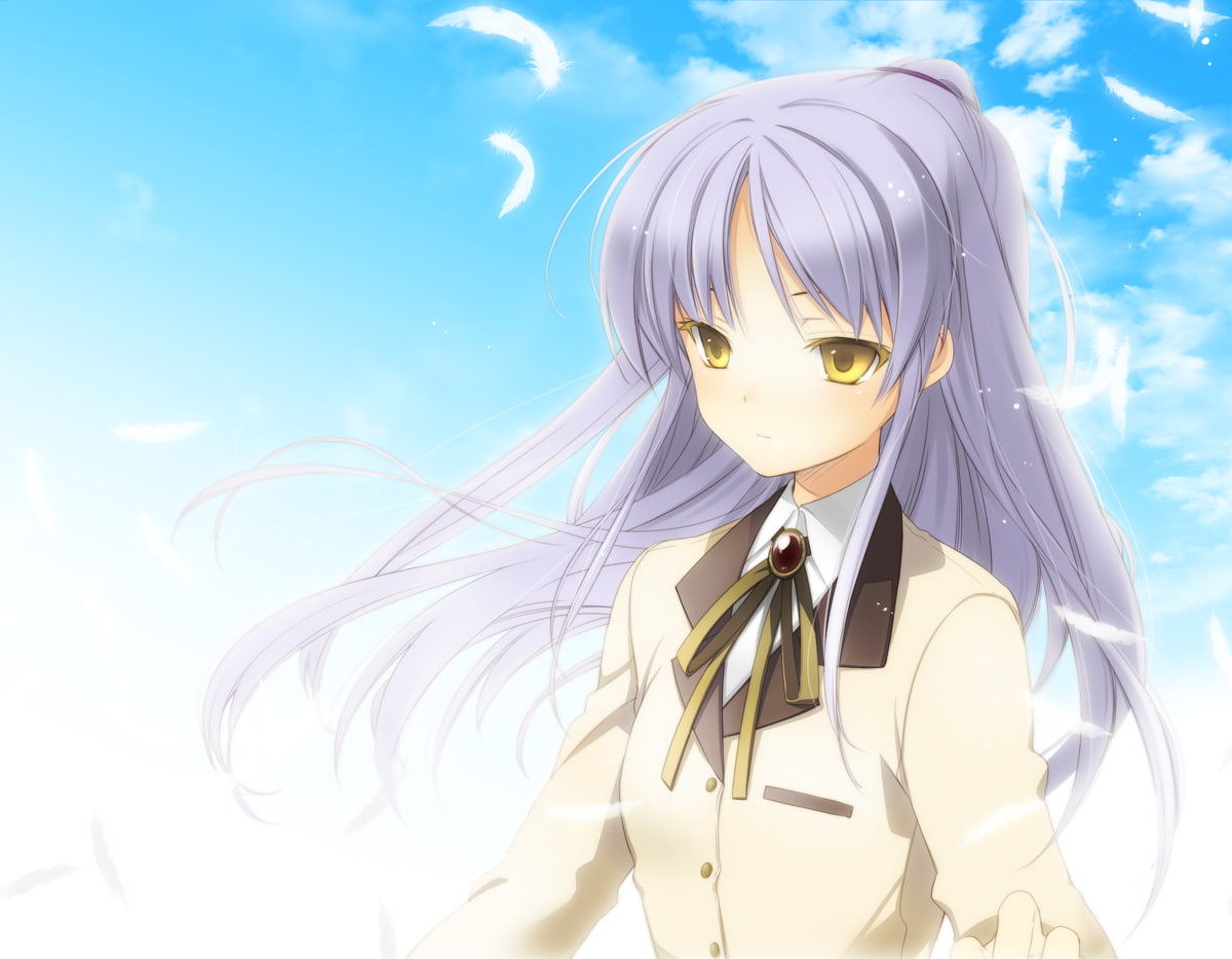 craft, cloud - sky, sky, Angel Beats!, blue, human representation, day, 480P, anime, digital composite, nature, outdoors, female likeness, sculpture, low angle view, HD Wallpaper