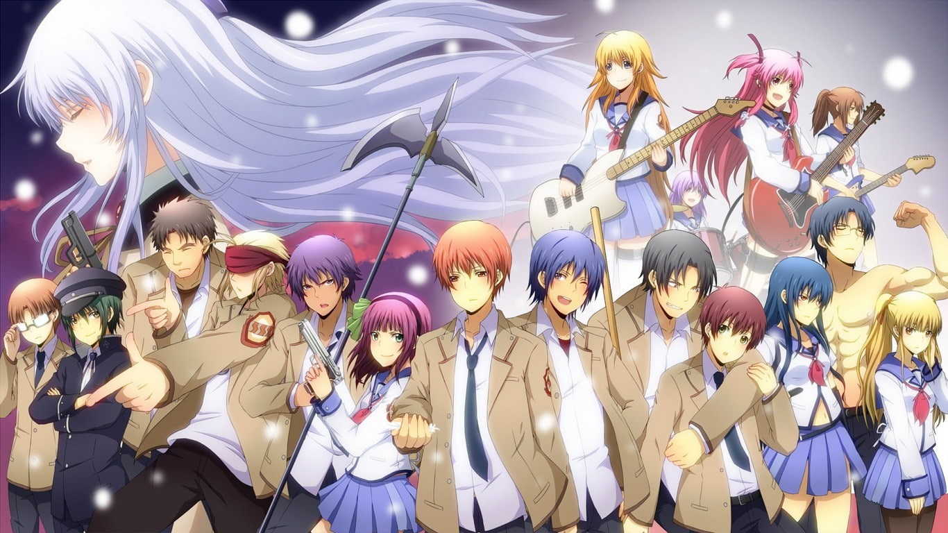 anime girls, Angel Beats!, anime boys, skirt, anime, school uniform, 720P, HD Wallpaper
