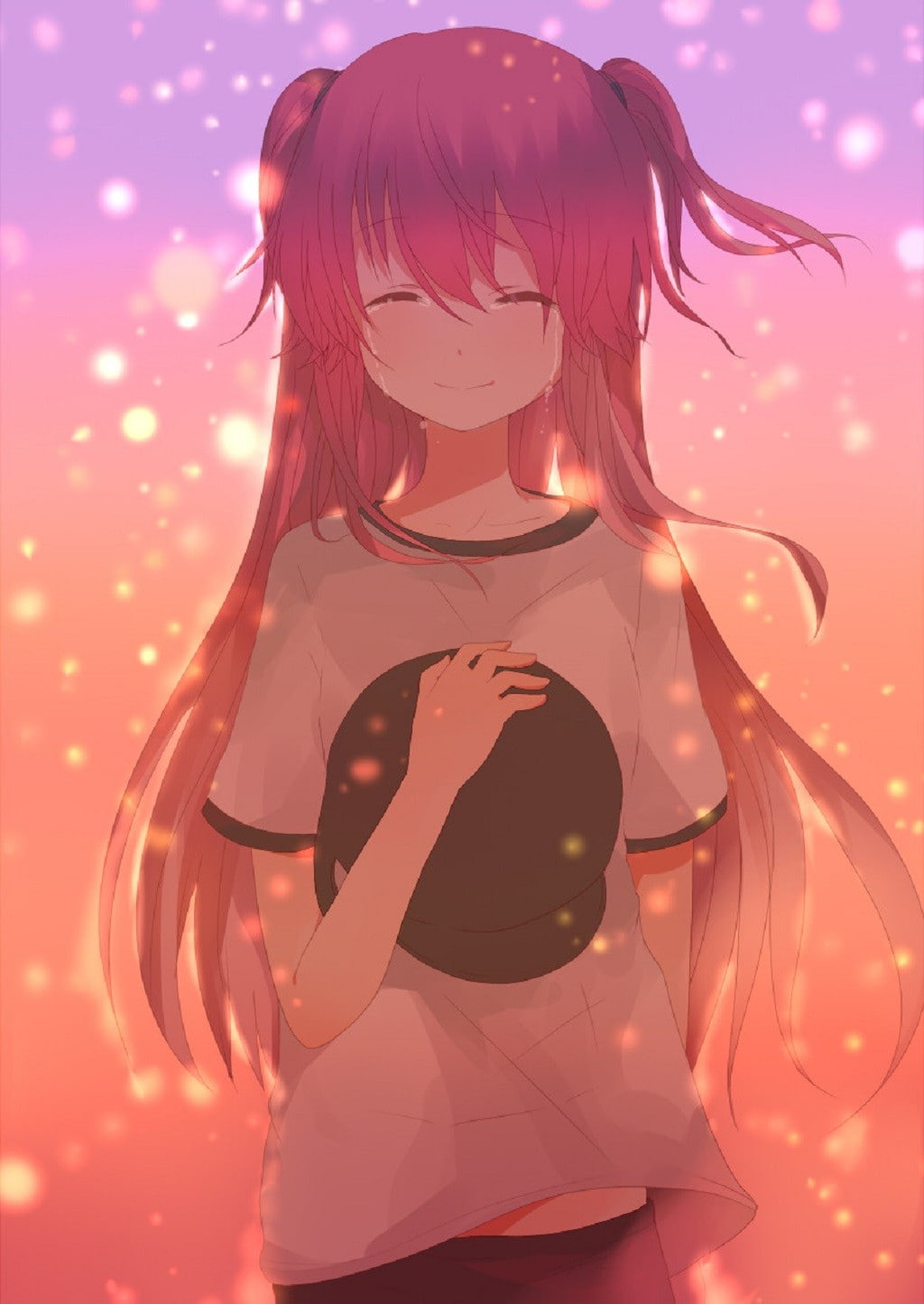 pink hair, 720P, anime, smiling, tears, Angel Beats!, anime girls, Phone HD Wallpaper