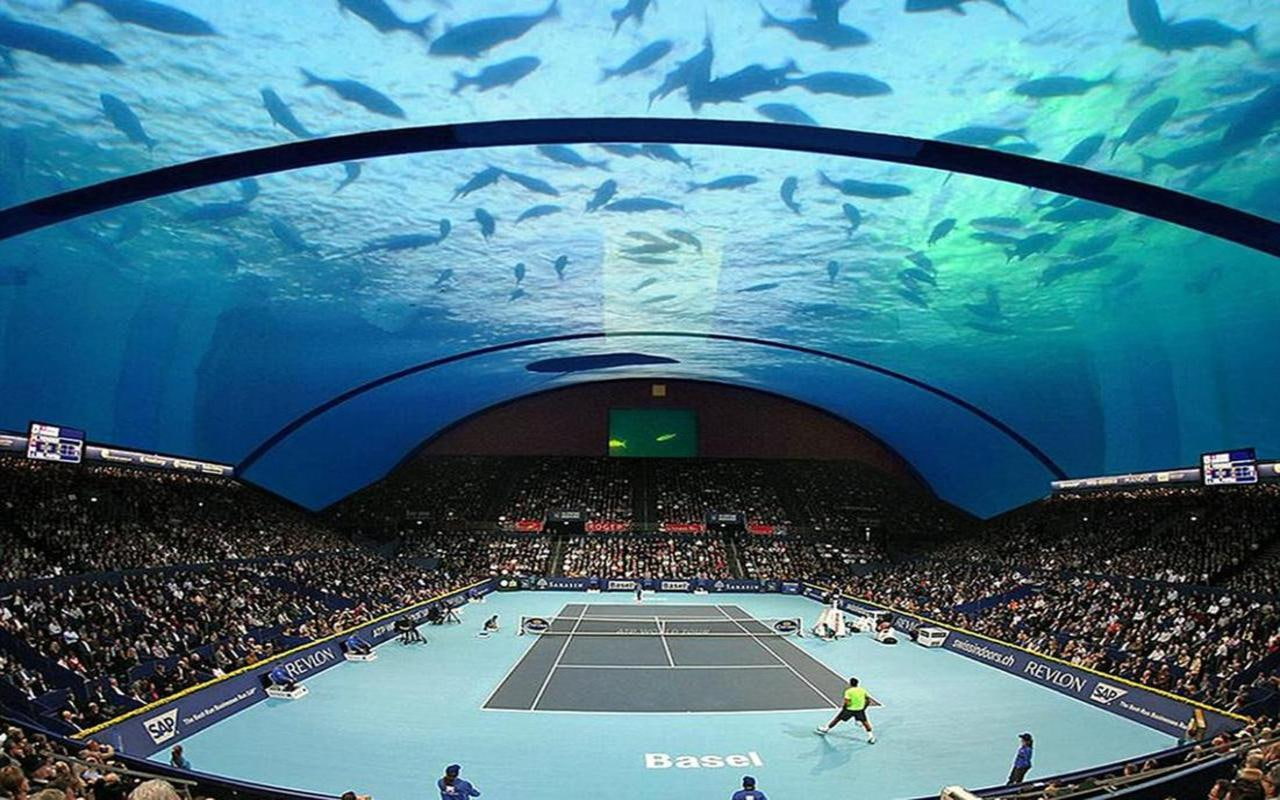 ice, travel destinations, large group of people, underwater, nature, tennis, leisure activity, court, day, dubai, sport, stadium, team sport, 720P, spectator, HD Wallpaper