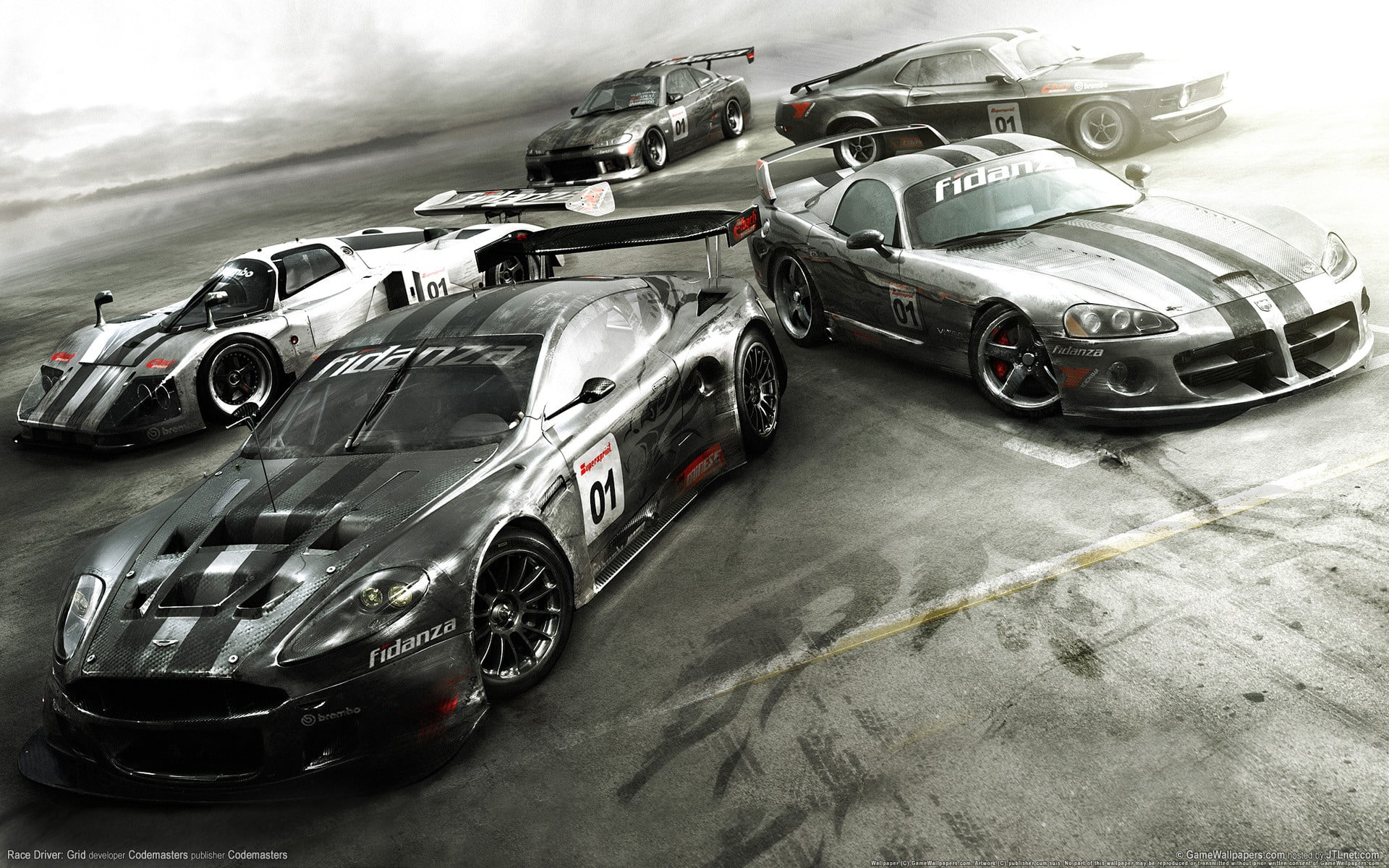 high angle view, luxury, competition, sports car, car, five, motorsport, land vehicle, wheel, sports race, cloud - sky, Race Driver: GRID, professional sport, HD Wallpaper