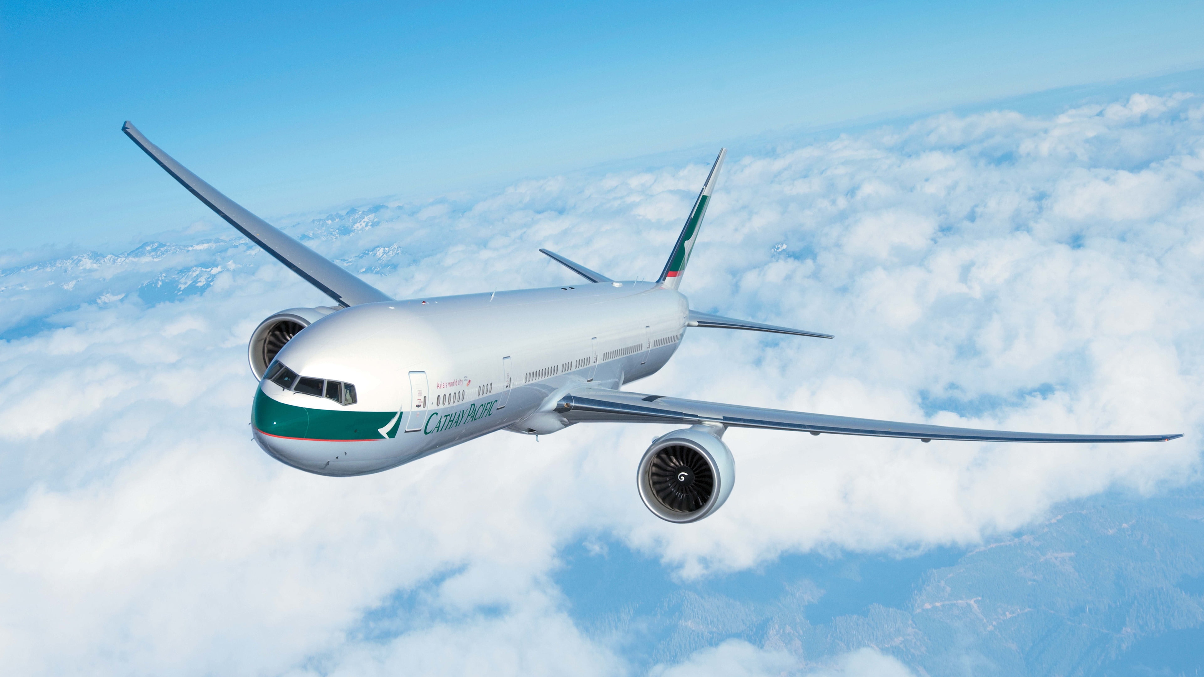 airplane, blue sky, 4K, plane, pacific, cathay, HD Wallpaper