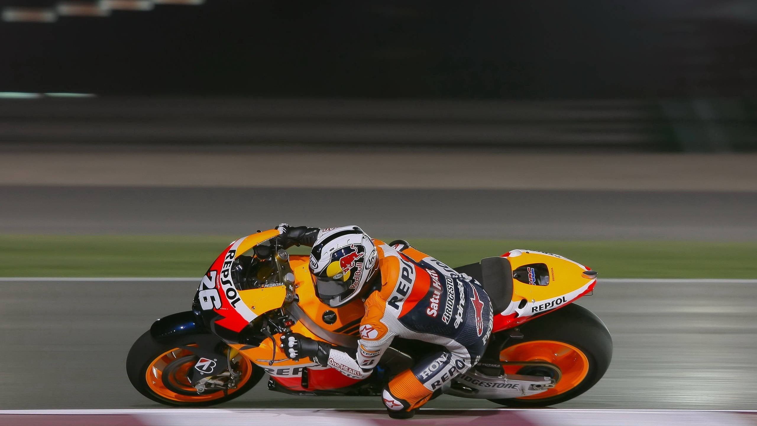 motorcycle, speed, 2K, mode of transportation, no people, sports helmet, racing, sports race, day, land vehicle, sport , safety, Dani Pedrosa, outdoors, HD Wallpaper